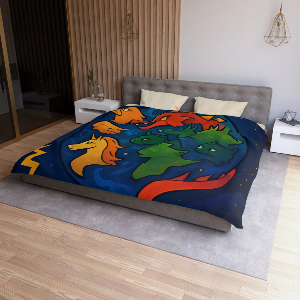 Housse de Couette Microfibre Illustration Unique Design Moderne Décoration Intérieure Raffinée
