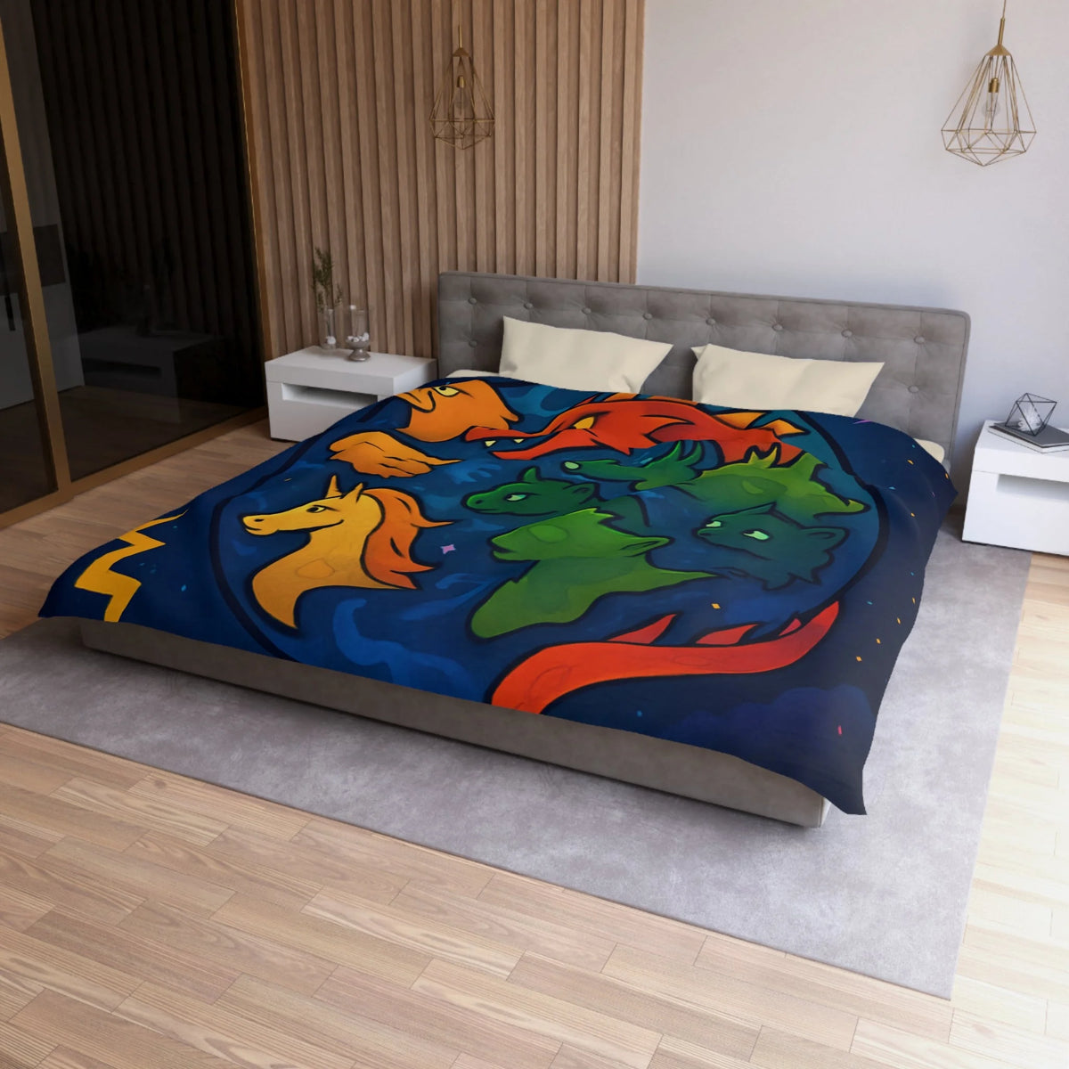 Housse de Couette Microfibre Illustration Unique Design Moderne Décoration Intérieure Raffinée