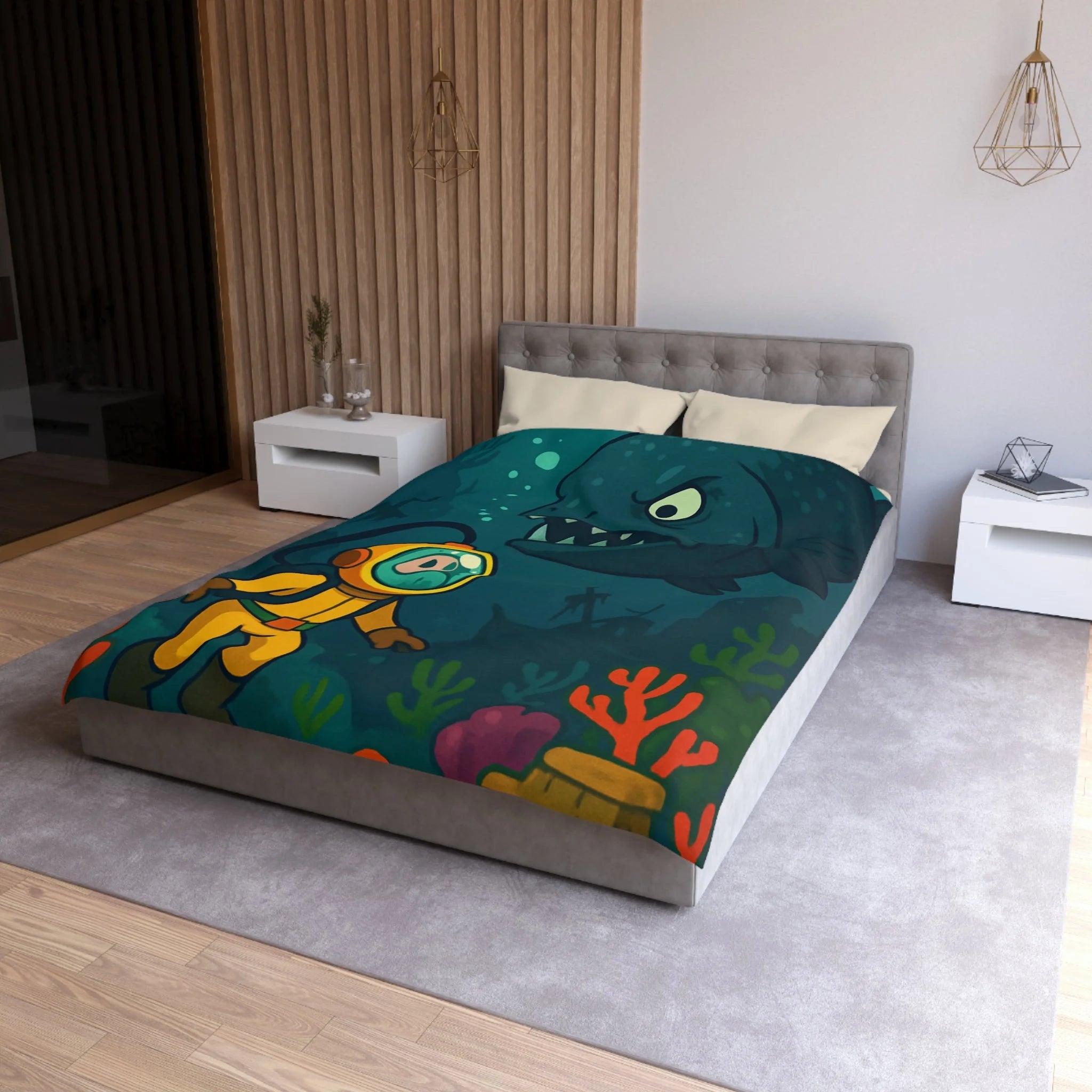 Housse de Couette Microfibre Motif Créatif Original Style Contemporain Chambre Élégante
