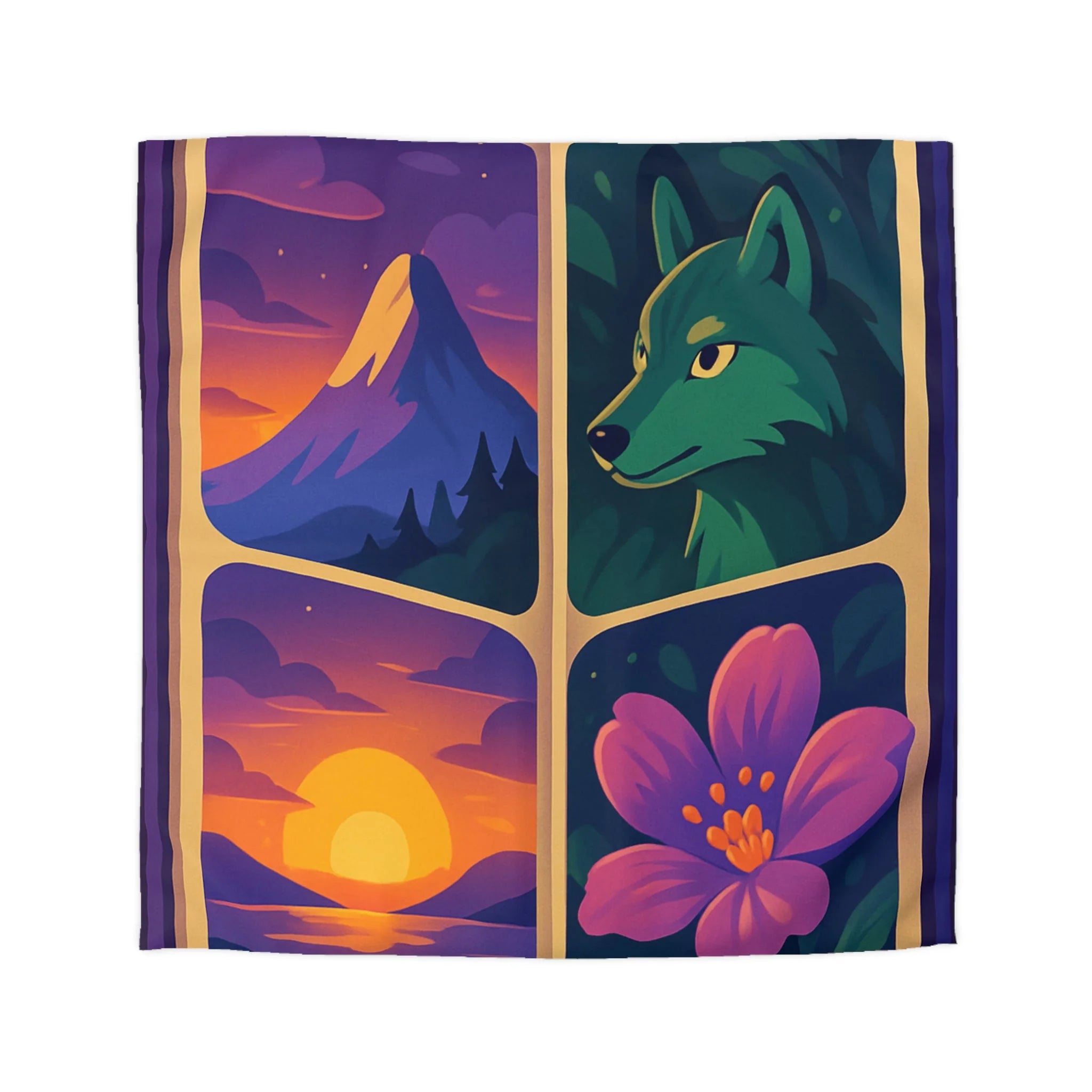 Housse de Couette Paysage Montagne Forêt Animale Florale Vibrante pour Chambre Moderne