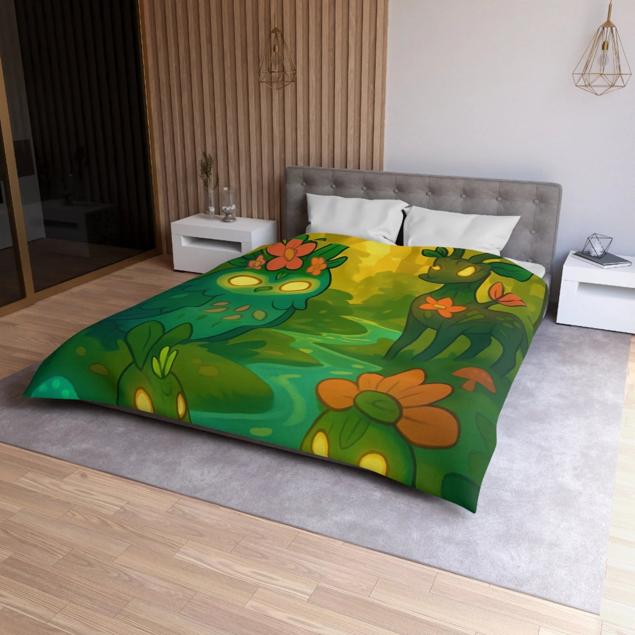 Housse de Couette Microfibre Illustration Unique Design Moderne Décoration Intérieure Raffinée