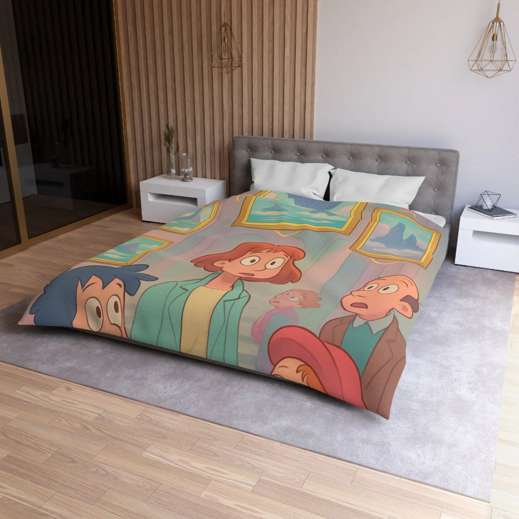 Housse de Couette Microfibre Design Artistique Moderne Décoration Chambre Confort Premium