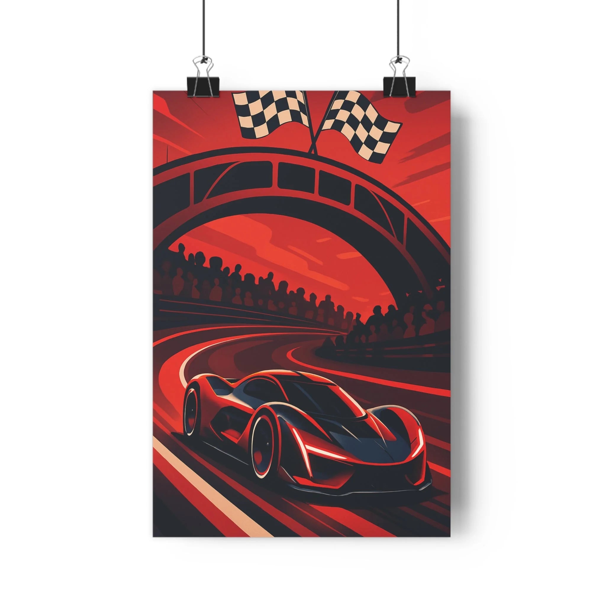 Poster décoratif futuriste voiture rouge noir dessin animé course sport énergie adolescent chambre qualité