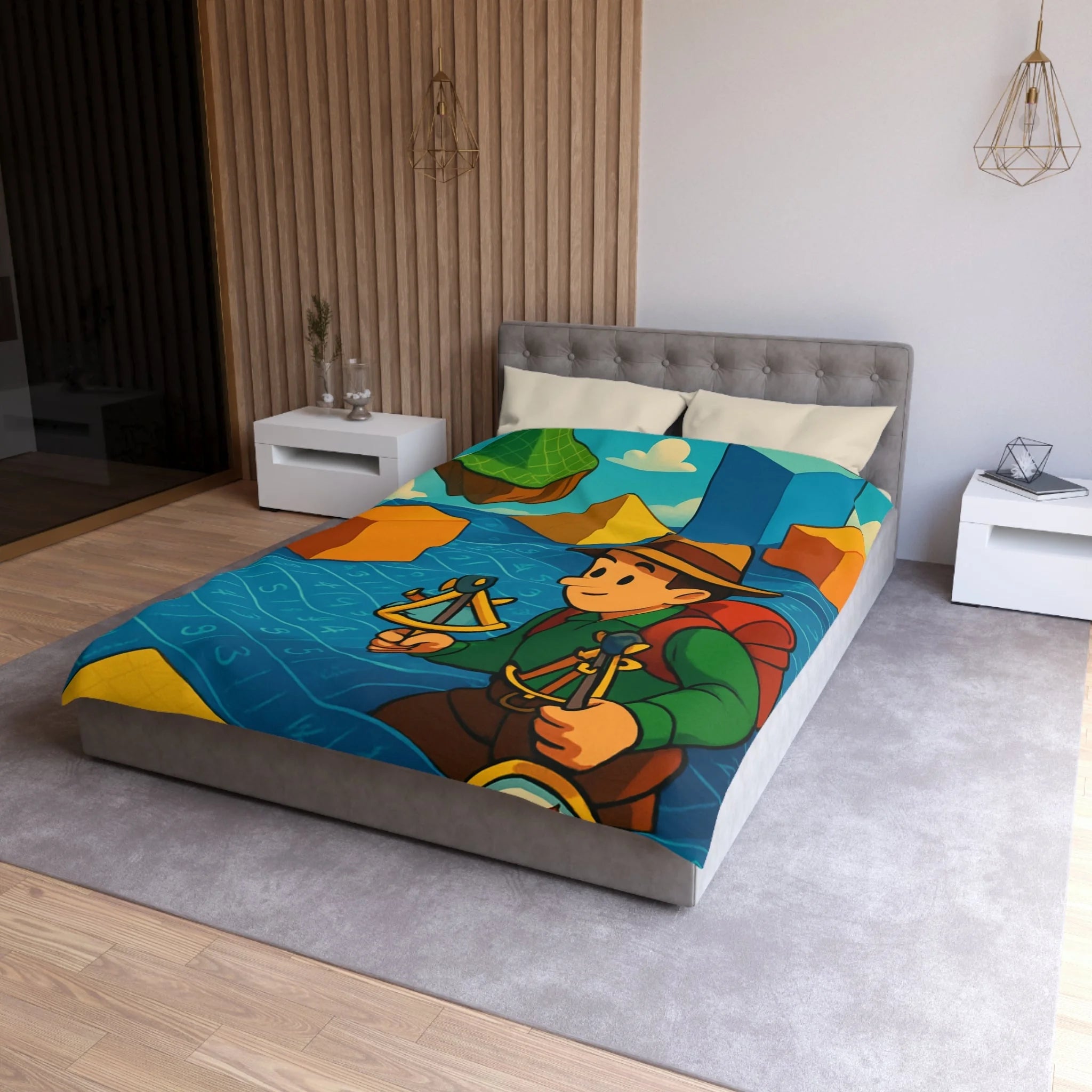 Housse de Couette Microfibre Motif Créatif Original Style Contemporain Chambre Élégante