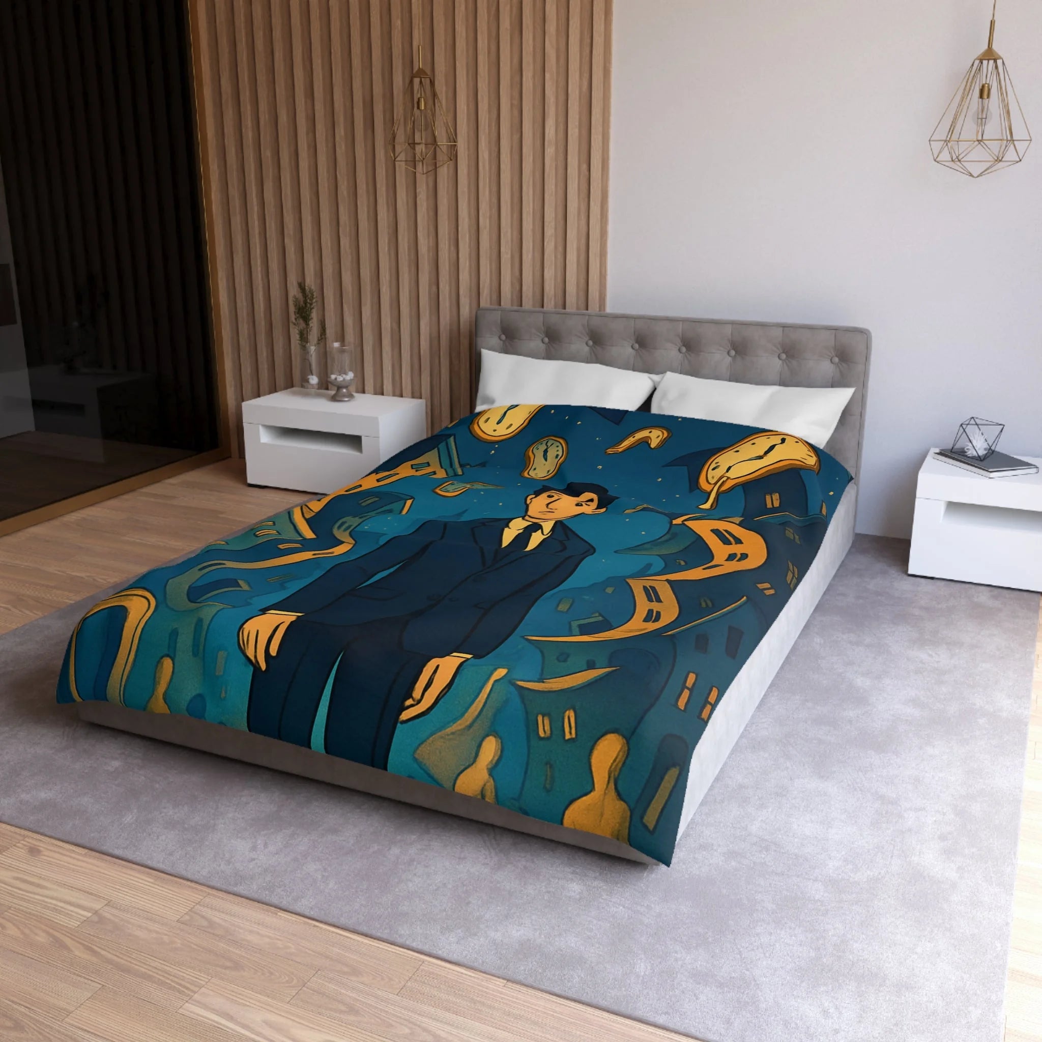 Housse de Couette Microfibre Motif Créatif Original Style Contemporain Chambre Élégante