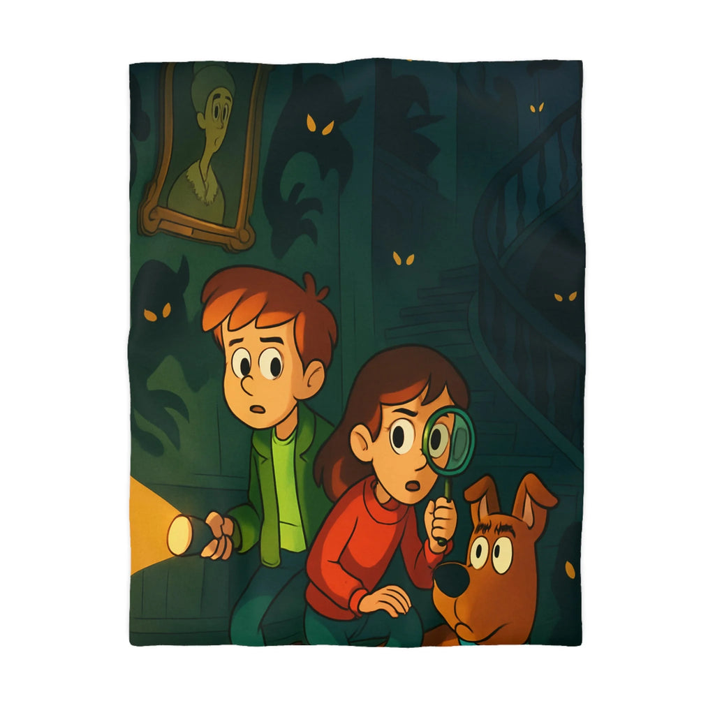 Housse de Couette Mystère Enfantine avec Chien Détective et Enfants Explorateurs