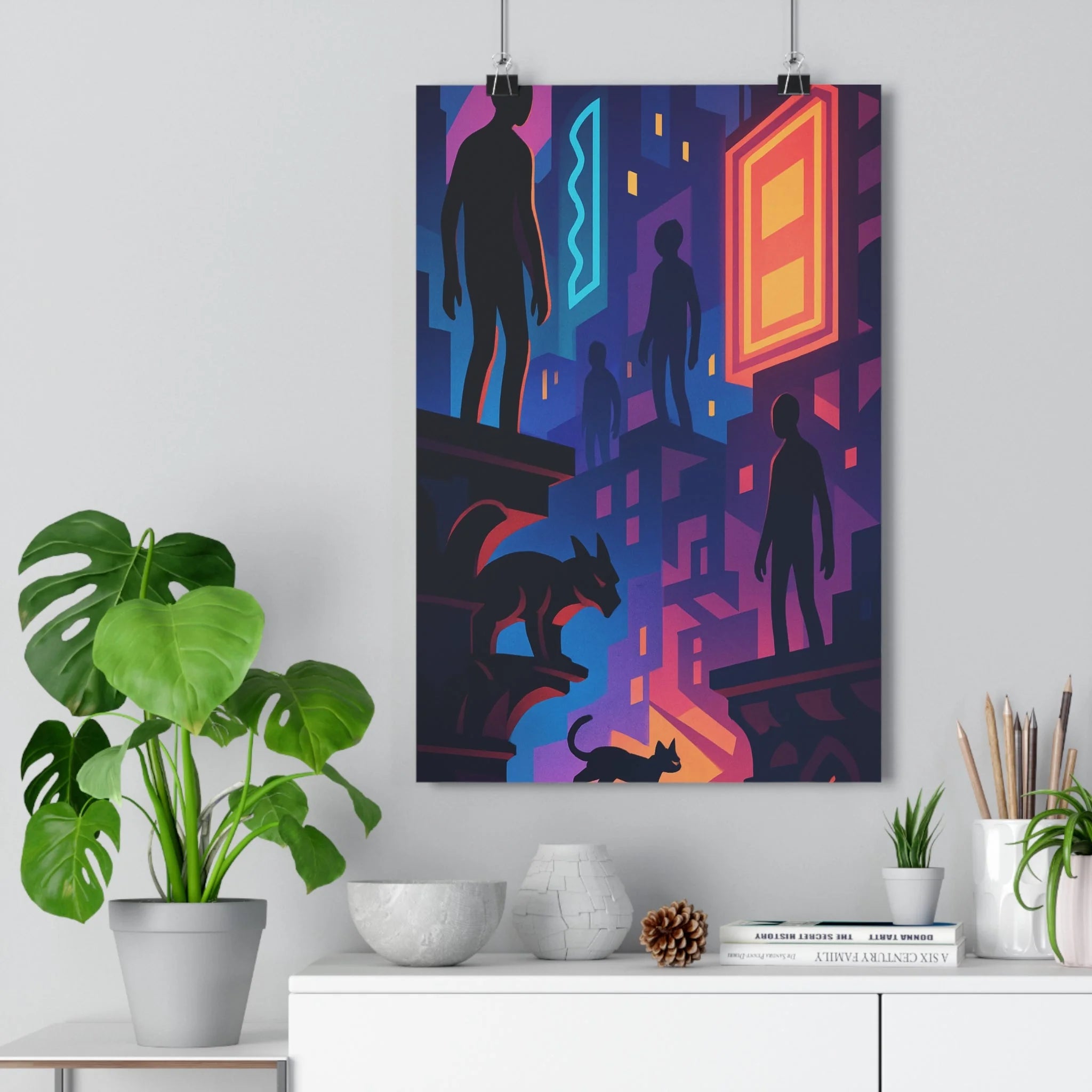 Poster décoratif noir blanc néonoir mystère urbain chambre salon bureau moderne captivant élégant qualité