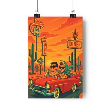 Poster décoratif vintage aventure rouge orange cartoon salon bureau rétro dynamique 30x46 vibrant enseignes