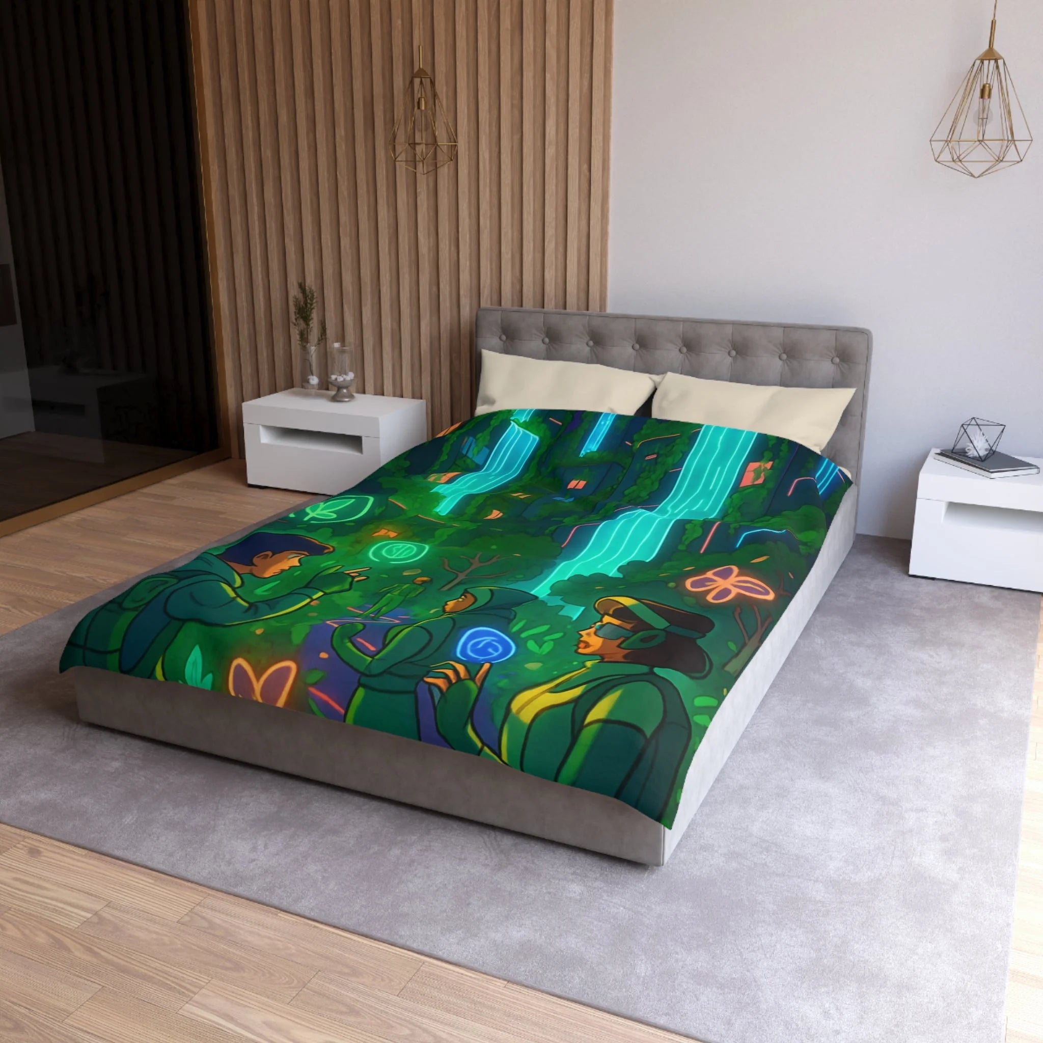 Housse de Couette Microfibre Design Artistique Moderne Décoration Chambre Confort Premium