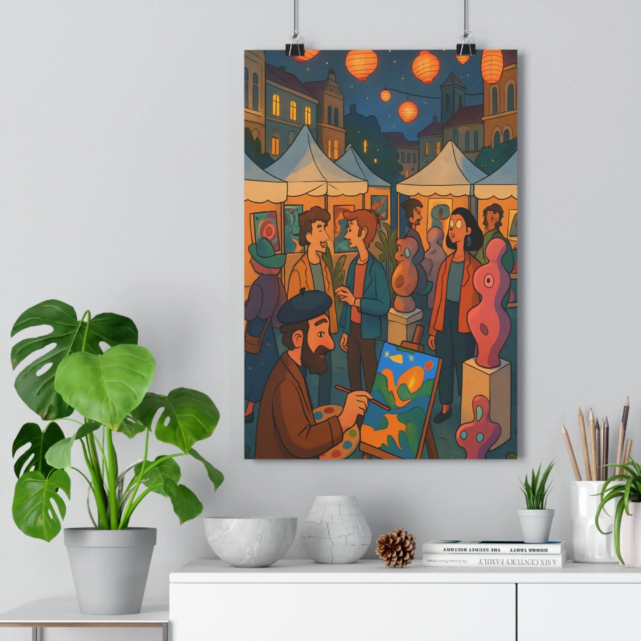 Poster décoratif cartoon bohème coloré joyeux salon chambre bureau artistique ambiance chaleureuse lumineux tendance