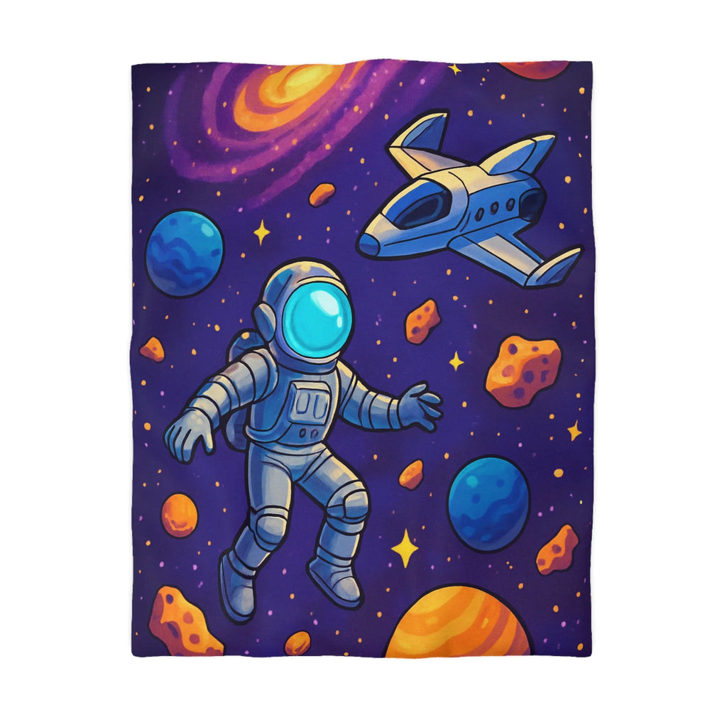 Housse de couette spatiale avec astronaute et planètes colorées pour enfants et adultes