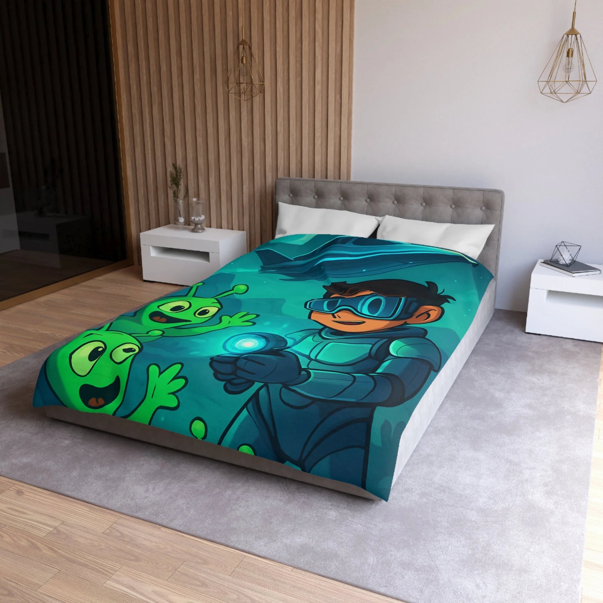Housse de Couette Microfibre Design Artistique Moderne Décoration Chambre Confort Premium