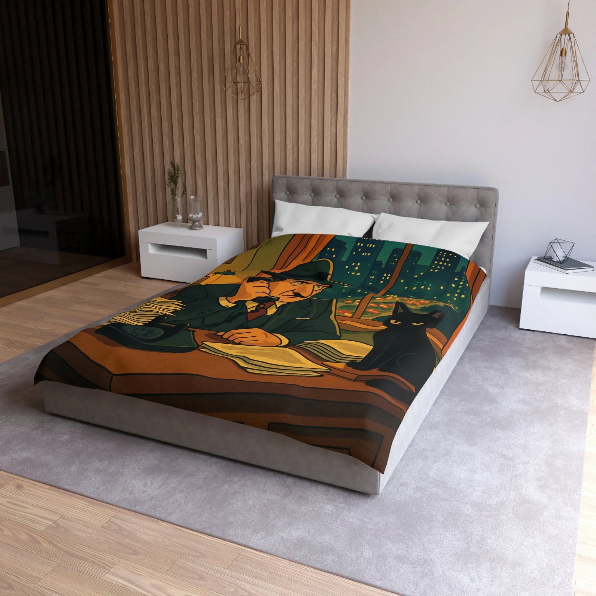 Housse de Couette Microfibre Motif Créatif Original Style Contemporain Chambre Élégante