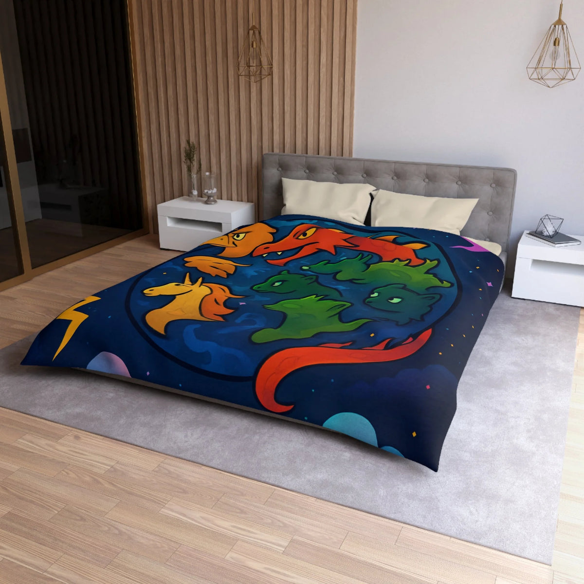 Housse de Couette Microfibre Illustration Unique Design Moderne Décoration Intérieure Raffinée