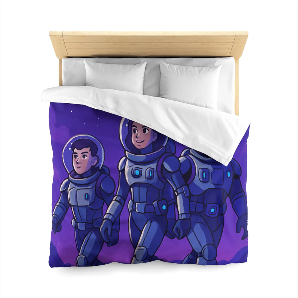 Housse de Couette Spatiale avec Astronautes, Vaisseaux et Étoiles sur Fond Violet