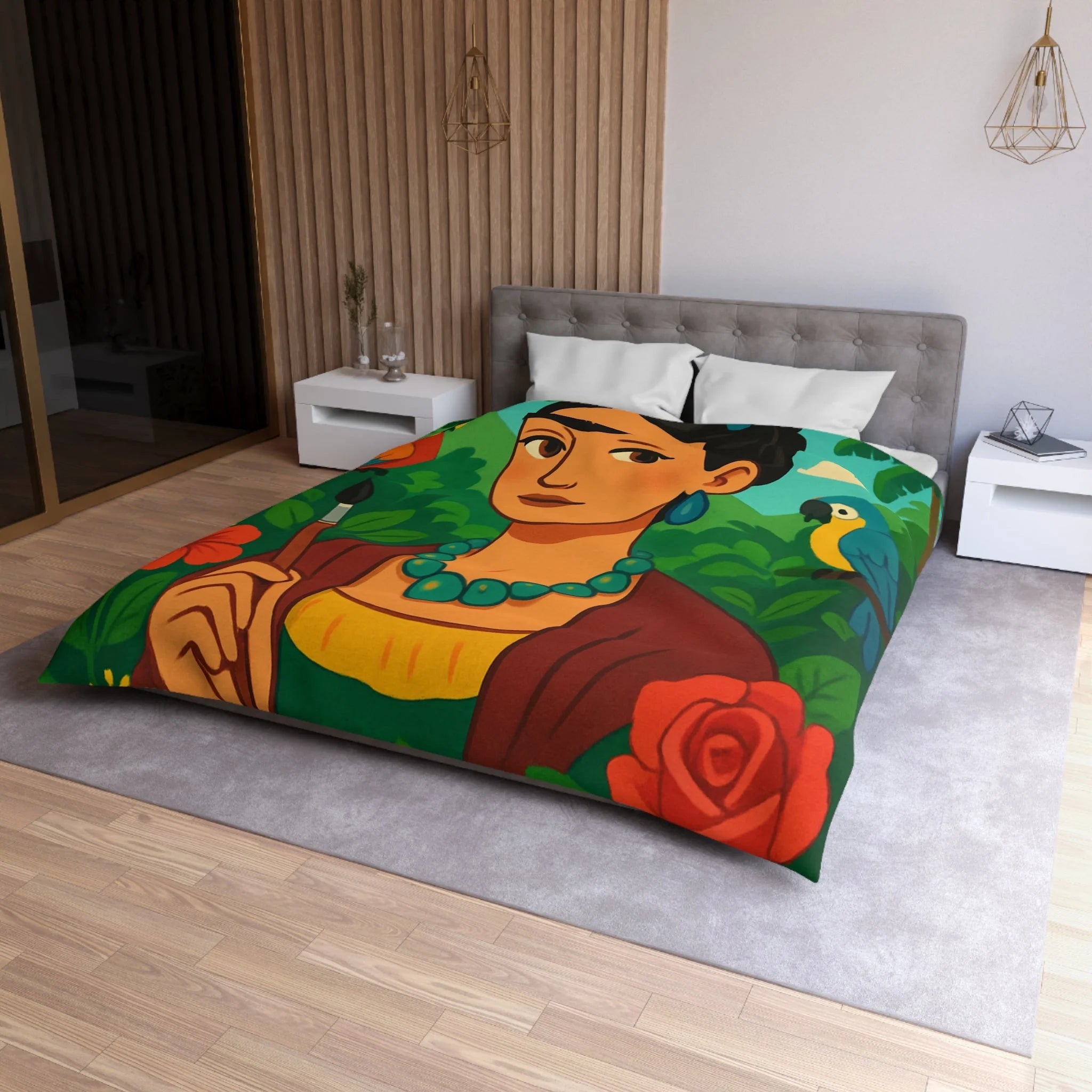 Housse de Couette Microfibre Motif Créatif Original Style Contemporain Chambre Élégante