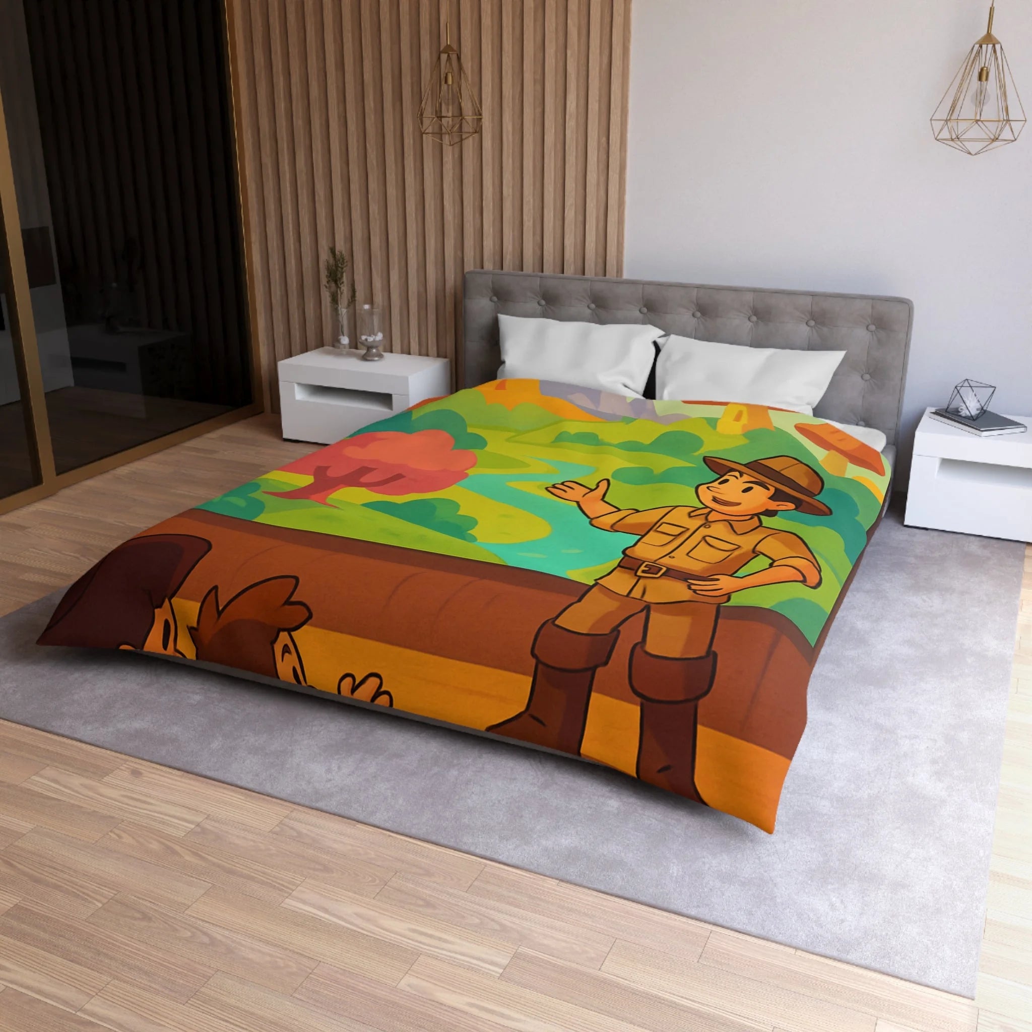 Housse de Couette Microfibre Illustration Unique Design Moderne Décoration Intérieure Raffinée