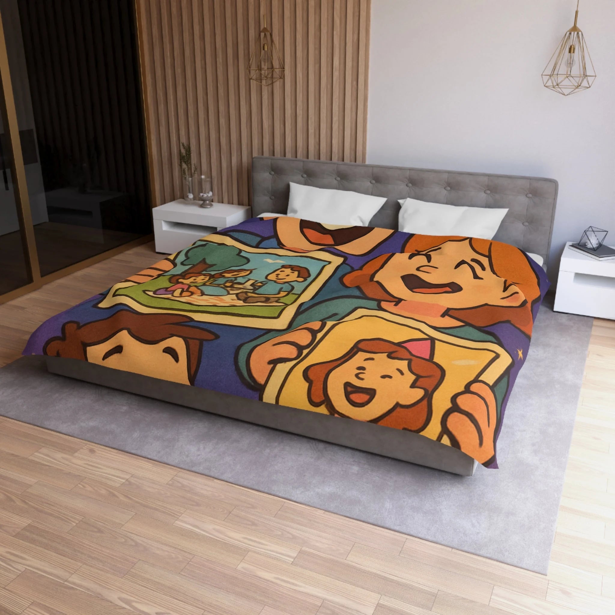 Housse de Couette Microfibre Design Artistique Moderne Décoration Chambre Confort Premium