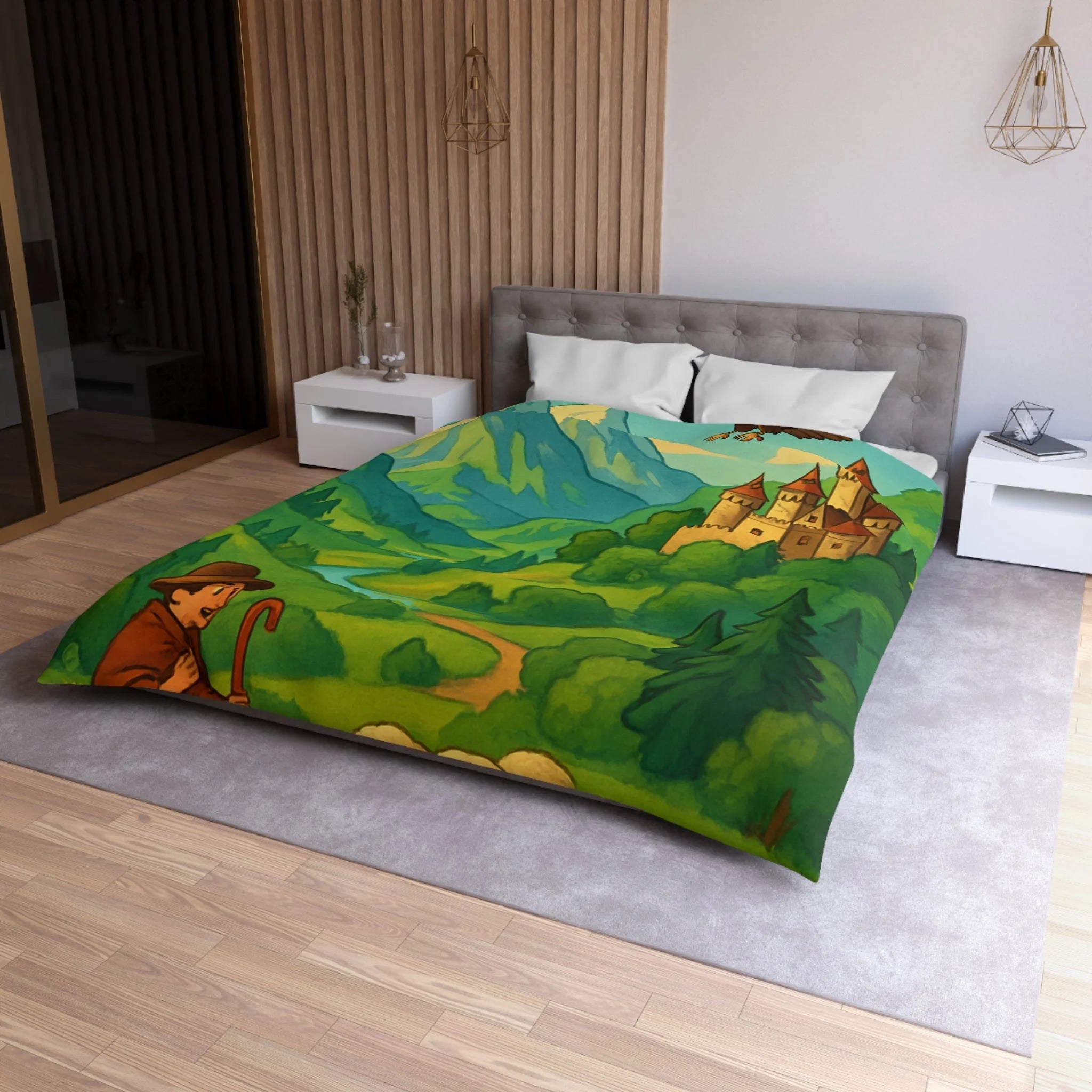 Housse de Couette Microfibre Design Artistique Moderne Décoration Chambre Confort Premium