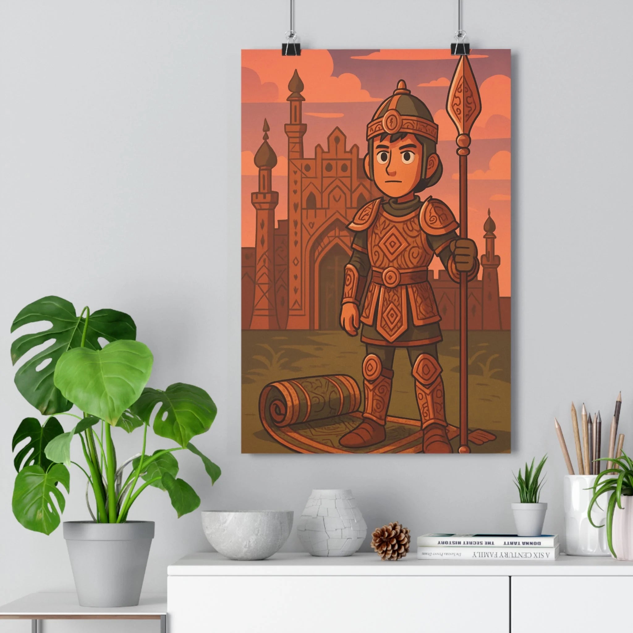 Poster décoratif épique mystique cartoon brun orange salon bureau fantastique médiéval aventure 30x46 cm