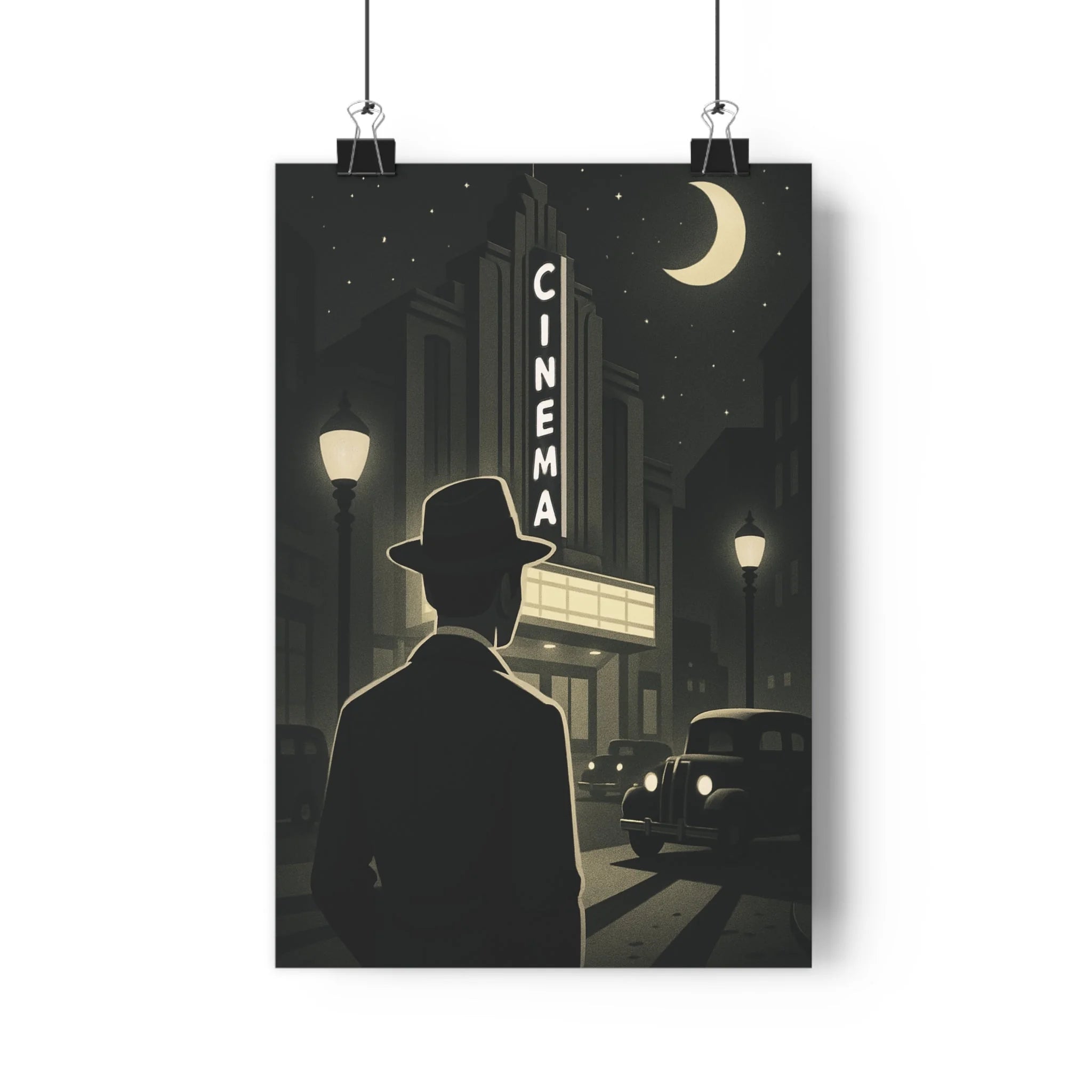 Poster décoratif vintage noir blanc nostalgique mystérieux salon bureau cinéma ambiance années 30 30x46