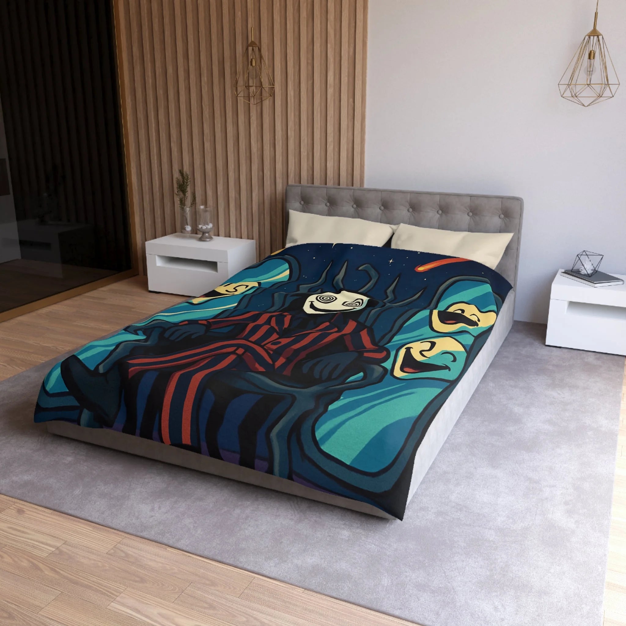 Housse de Couette Microfibre Design Artistique Moderne Décoration Chambre Confort Premium