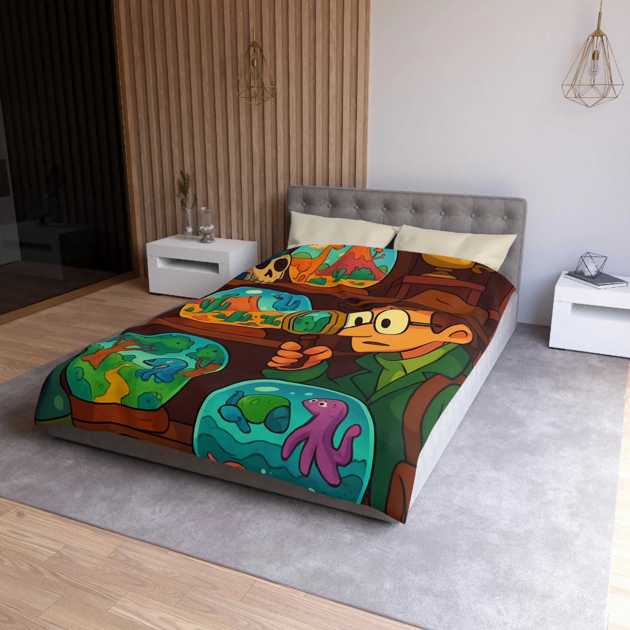 Housse de Couette Thématique Exploration Dinosaure et Océan pour Chambre Enfant Aventure Originale
