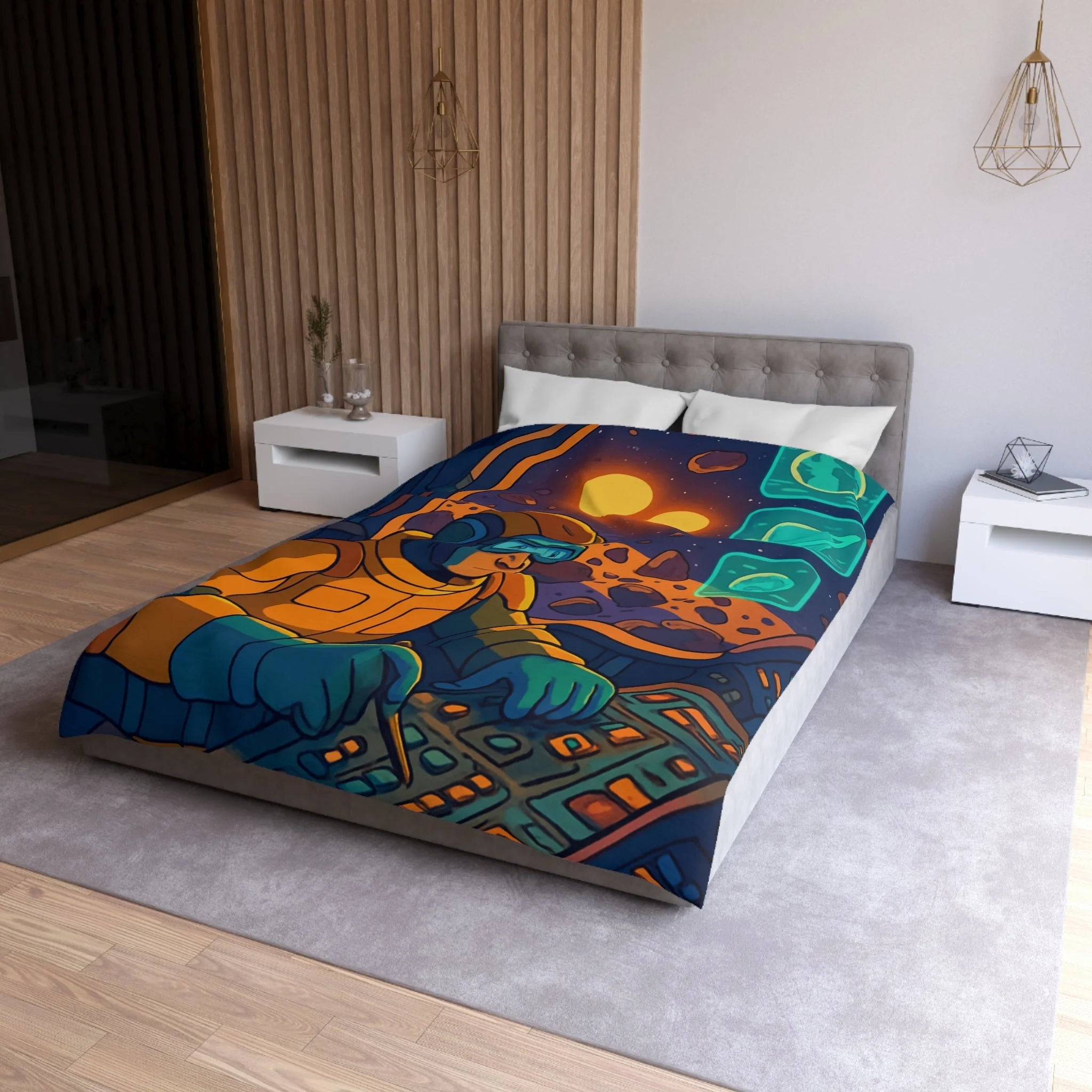Housse de Couette Microfibre Illustration Unique Design Moderne Décoration Intérieure Raffinée