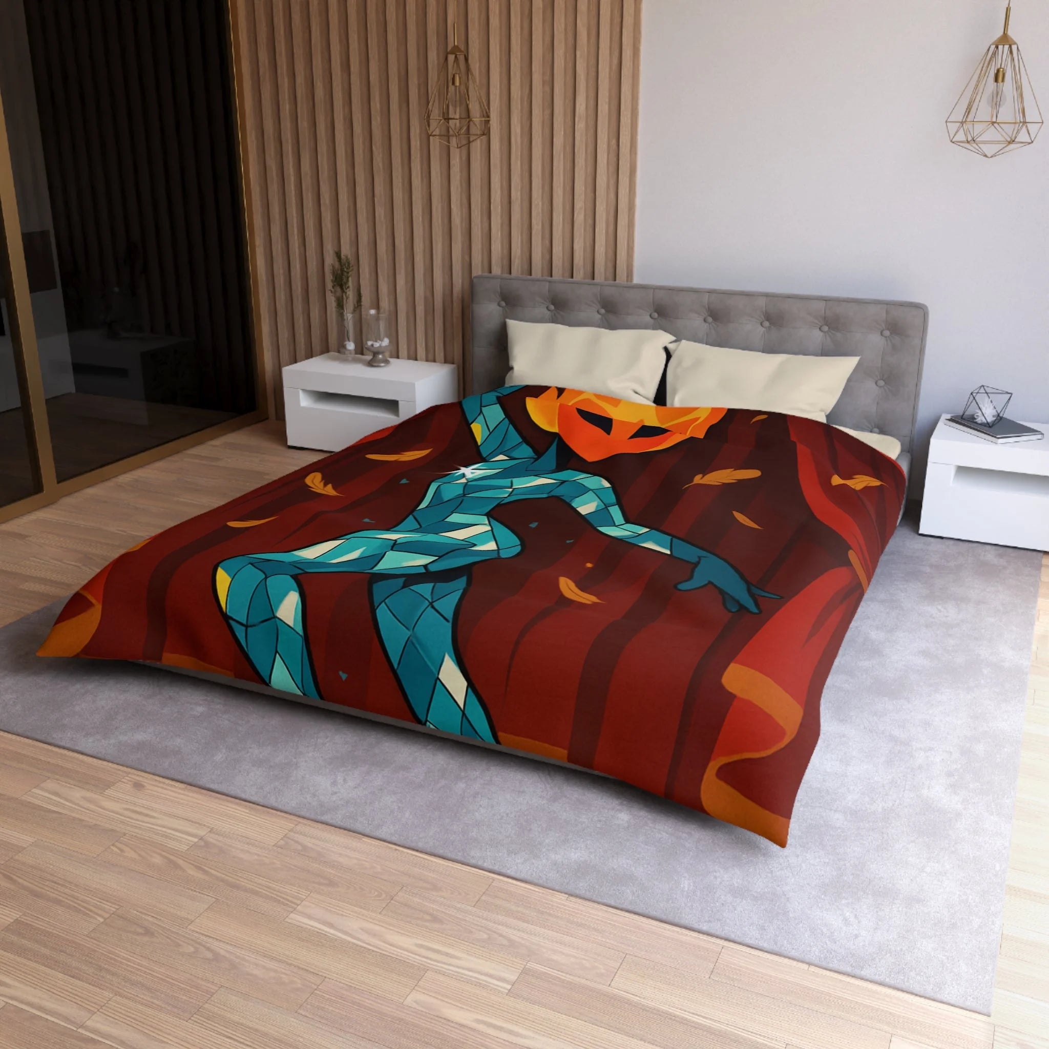 Housse de Couette Microfibre Motif Créatif Original Style Contemporain Chambre Élégante