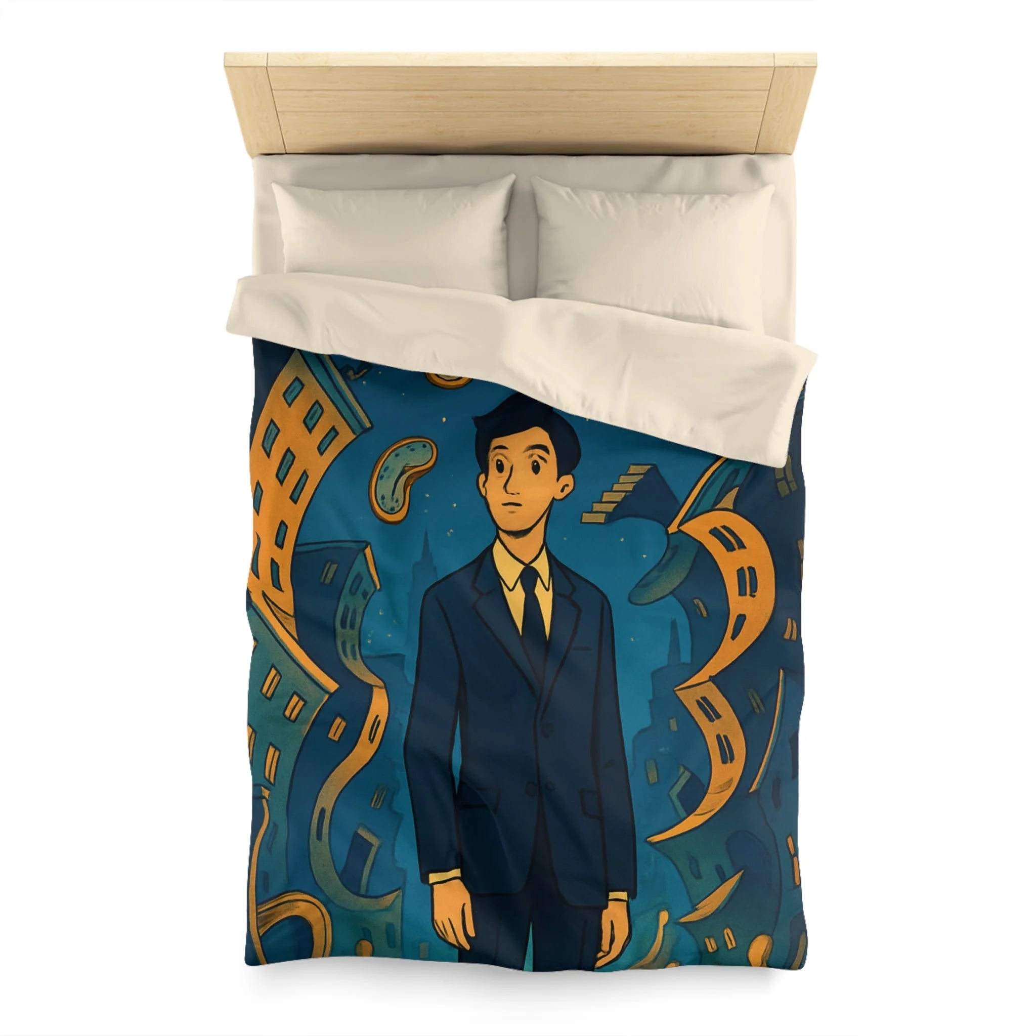 Housse de Couette Microfibre Motif Créatif Original Style Contemporain Chambre Élégante