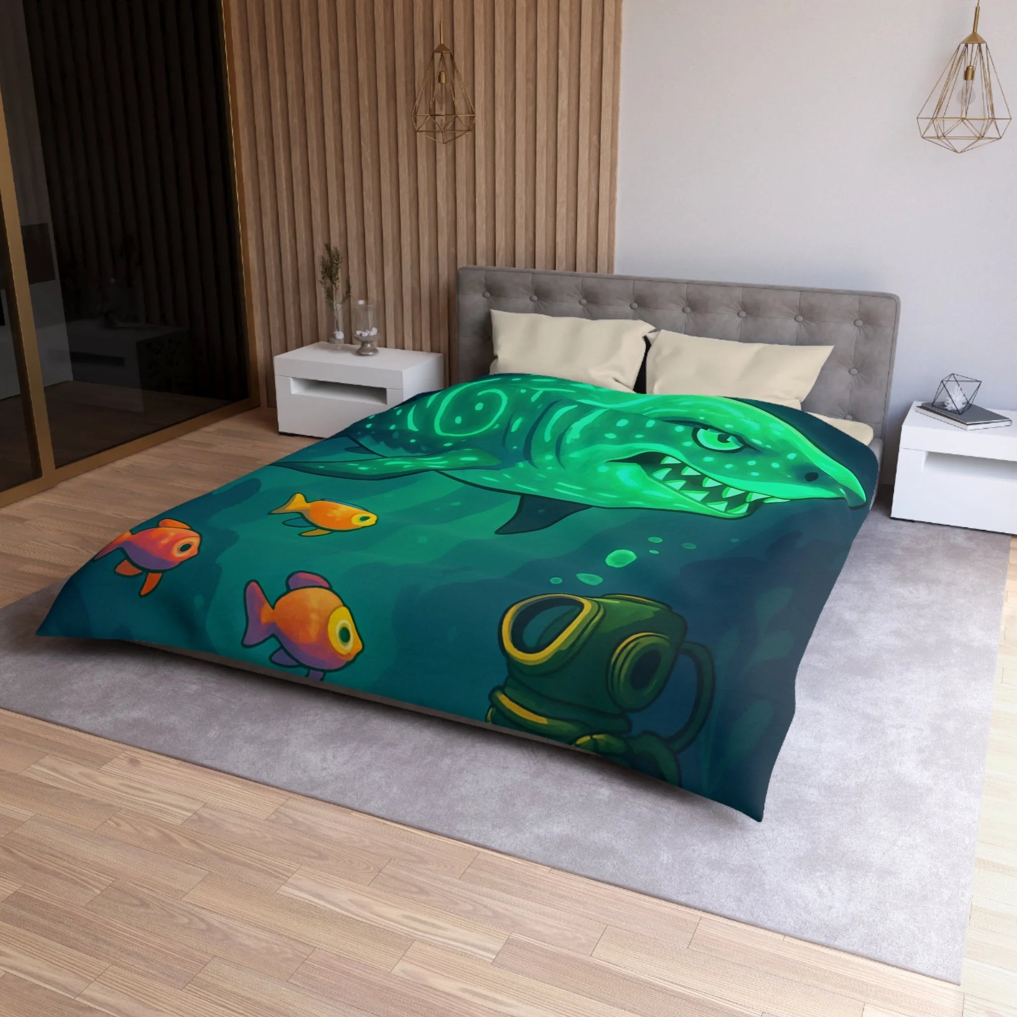 Housse de Couette Microfibre Illustration Unique Design Moderne Décoration Intérieure Raffinée