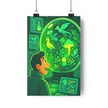 Poster décoratif lumineux vert jaune cartoon futuriste écologique salon bureau chambre créatif original unique