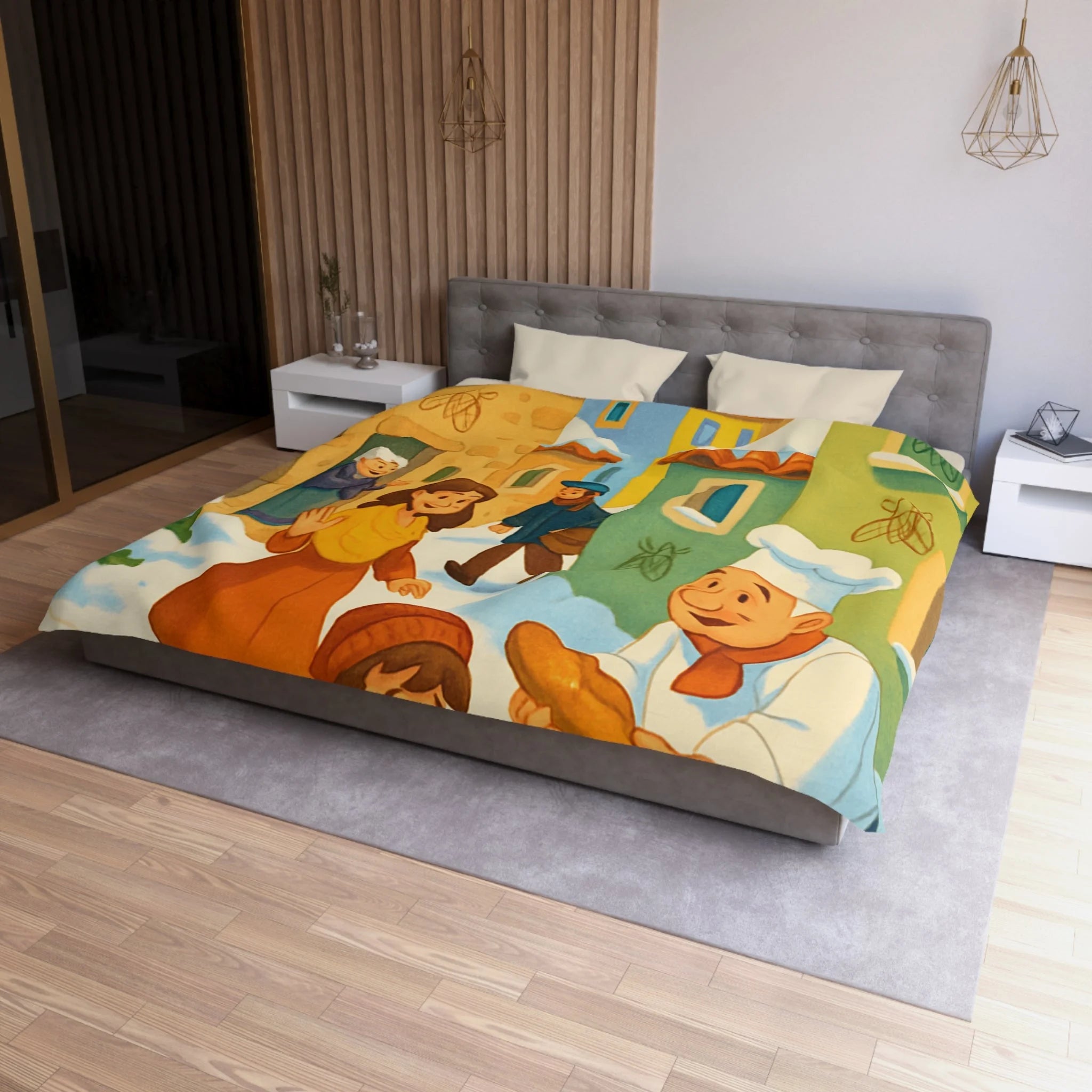 Housse de Couette Microfibre Design Artistique Moderne Décoration Chambre Confort Premium