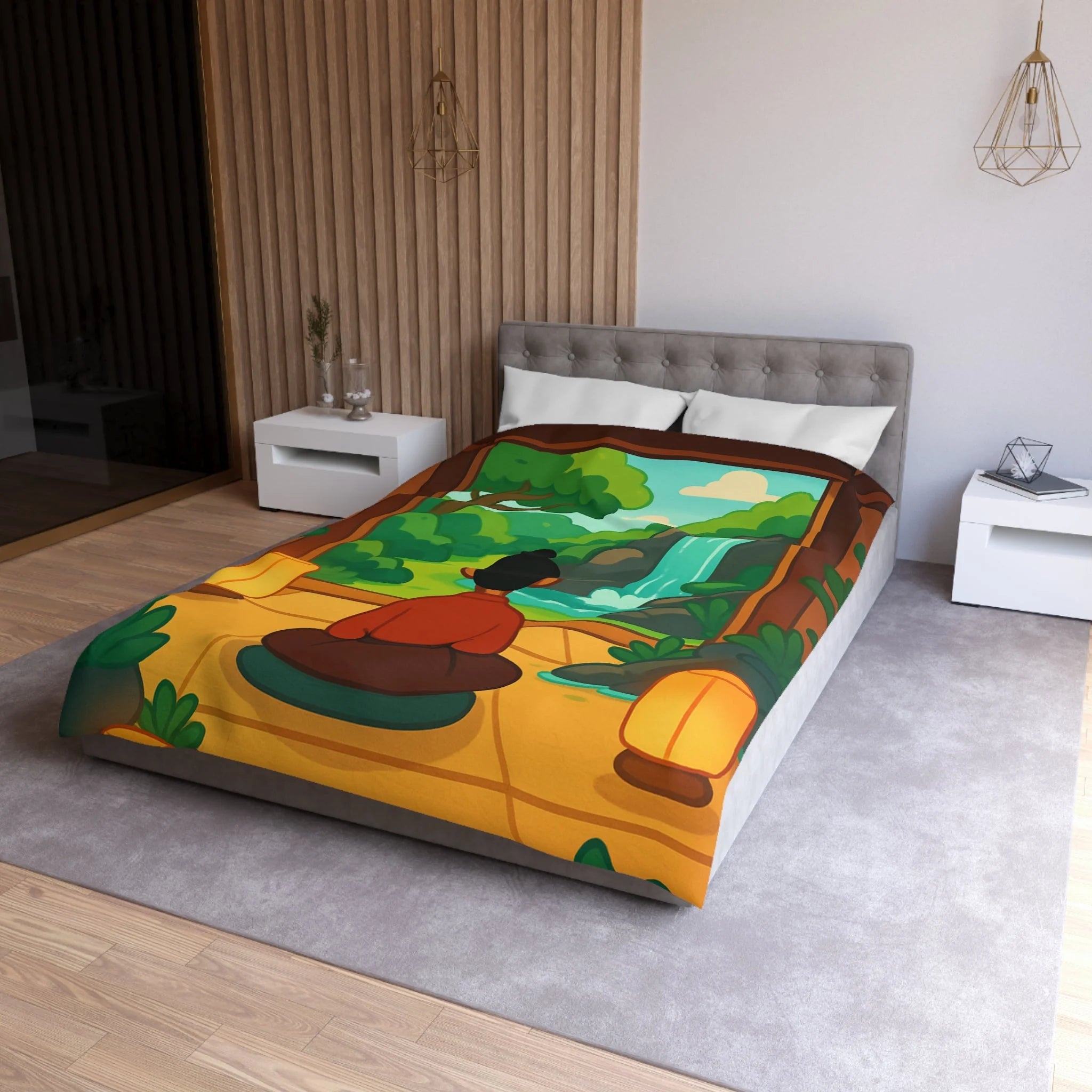 Housse de Couette Microfibre Illustration Unique Design Moderne Décoration Intérieure Raffinée