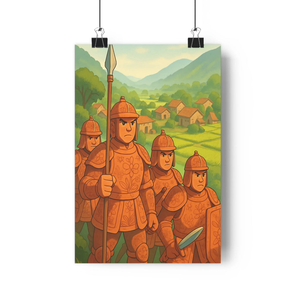 Poster décoratif cartoon terracotta historique aventure guerrier salon chambre protection paysage nature épée lance