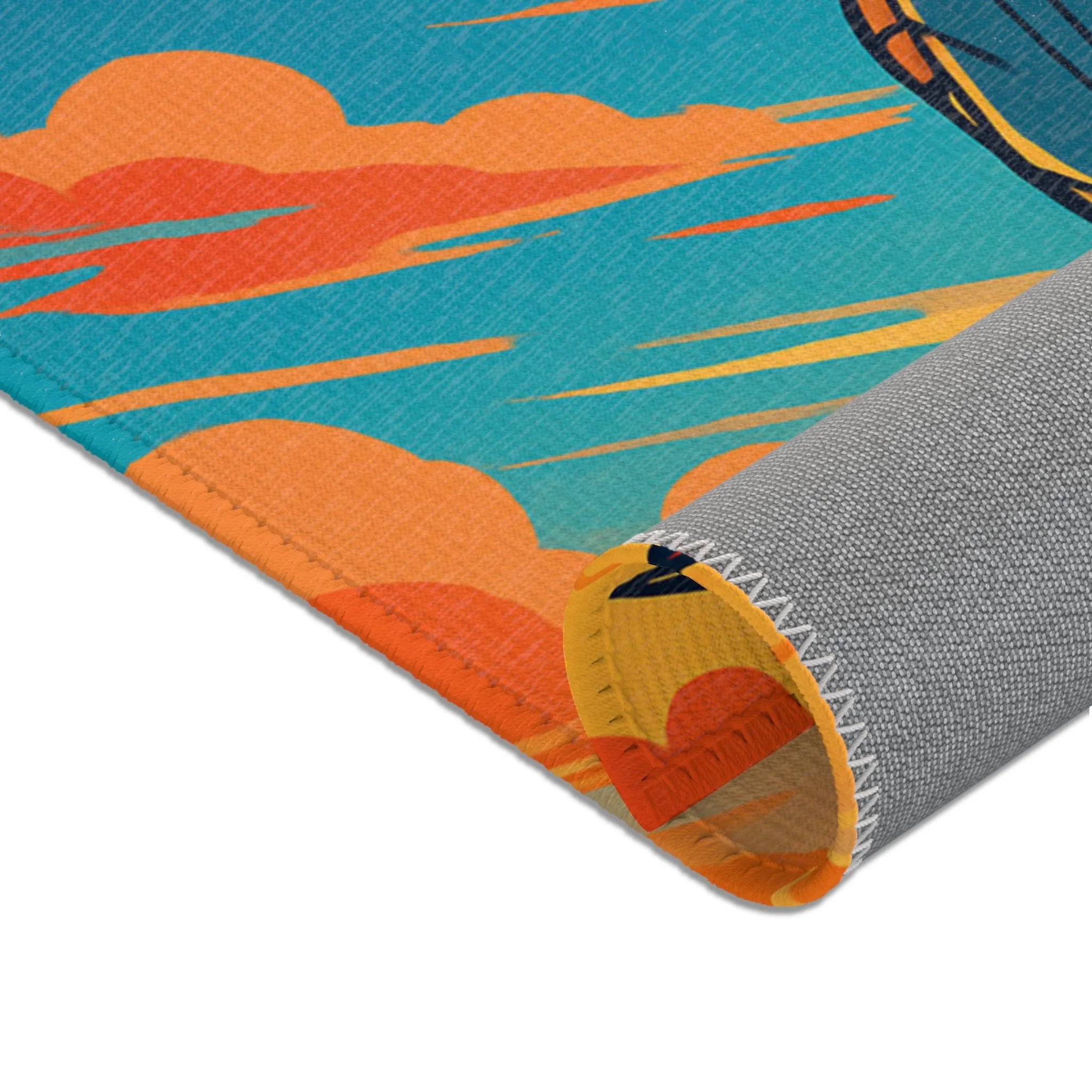 Tapis de Style Avion Militaire avec Ciel Crépusculaire pour Décor Aviation Moderne