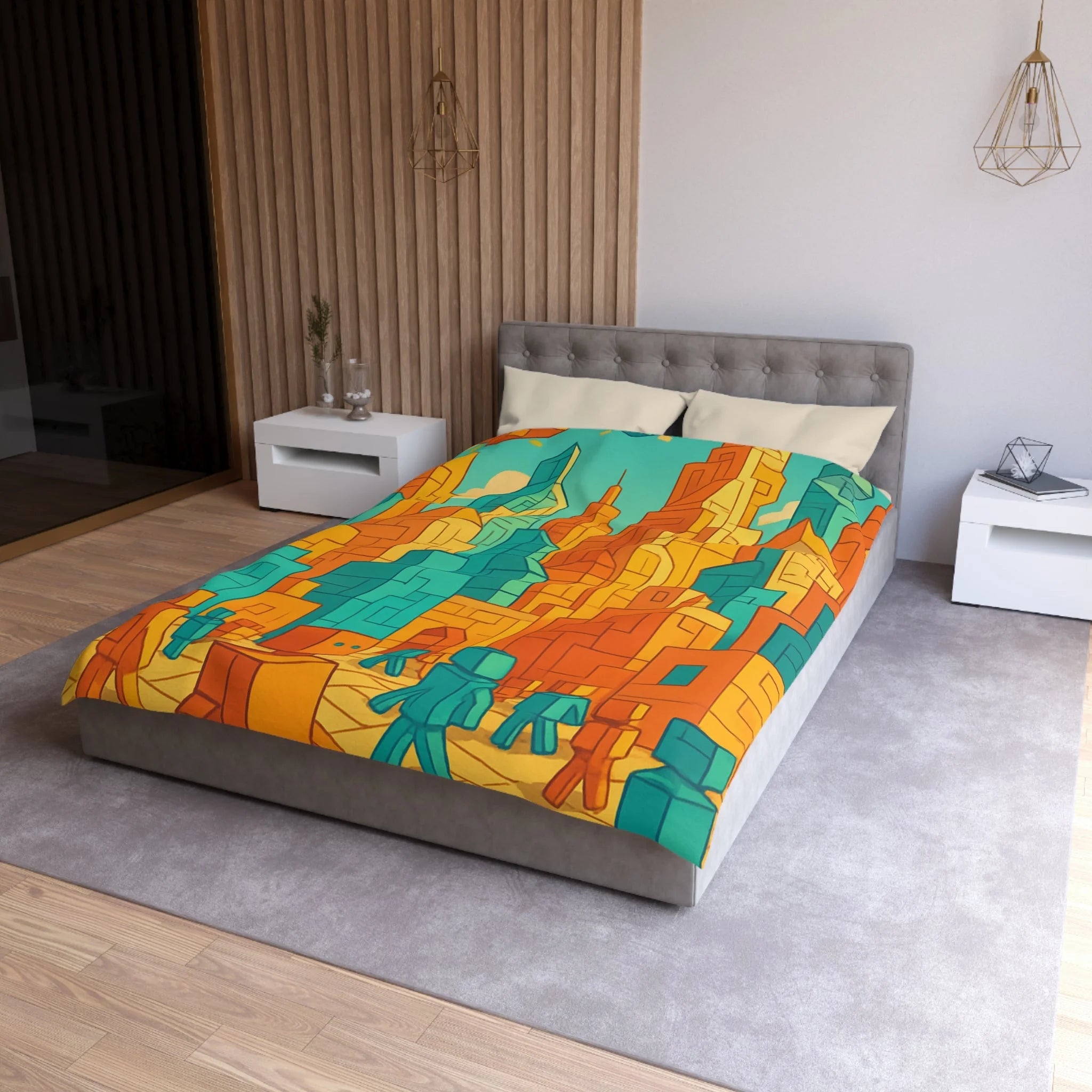 Housse de Couette Microfibre Design Artistique Moderne Décoration Chambre Confort Premium