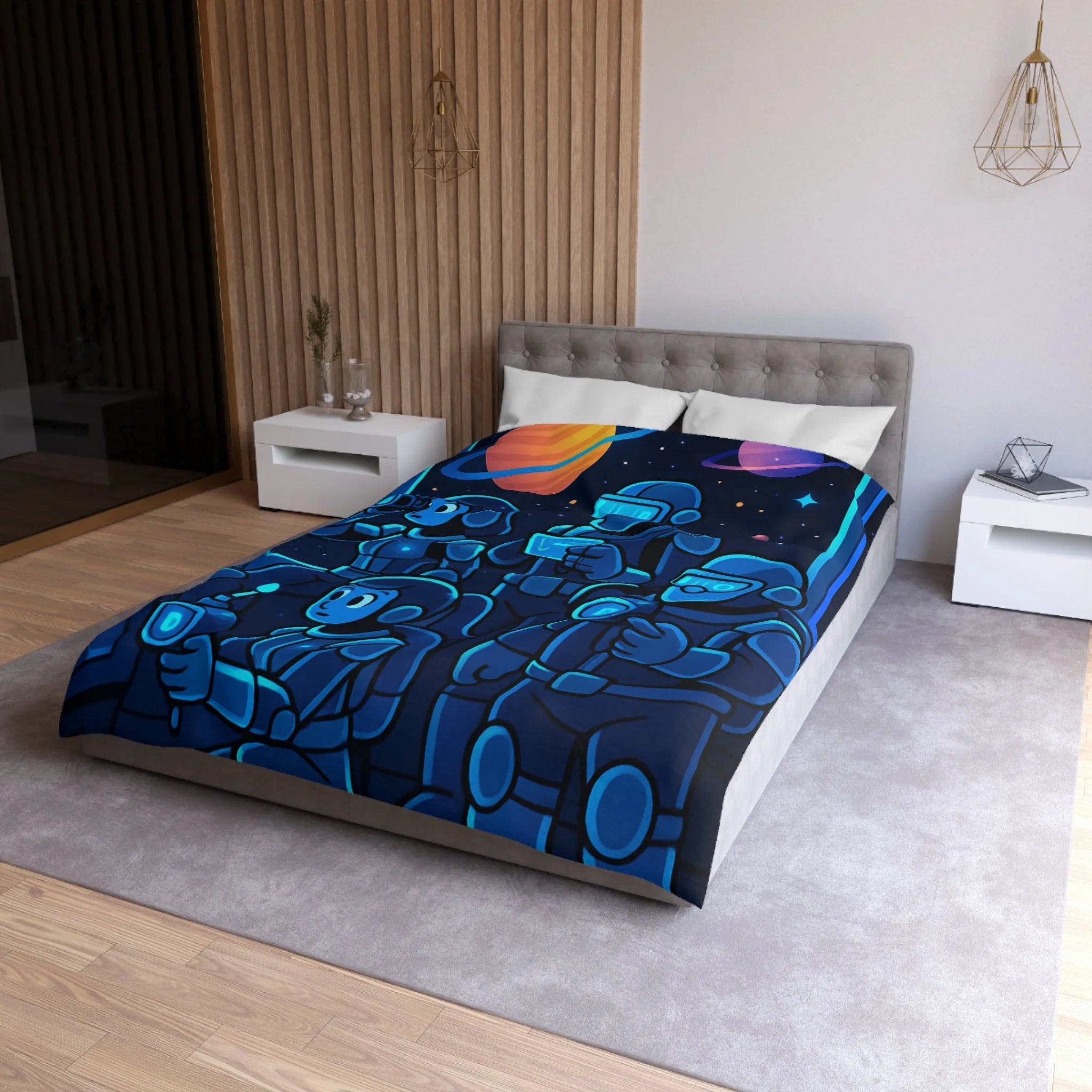 Housse de Couette Microfibre Motif Créatif Original Style Contemporain Chambre Élégante