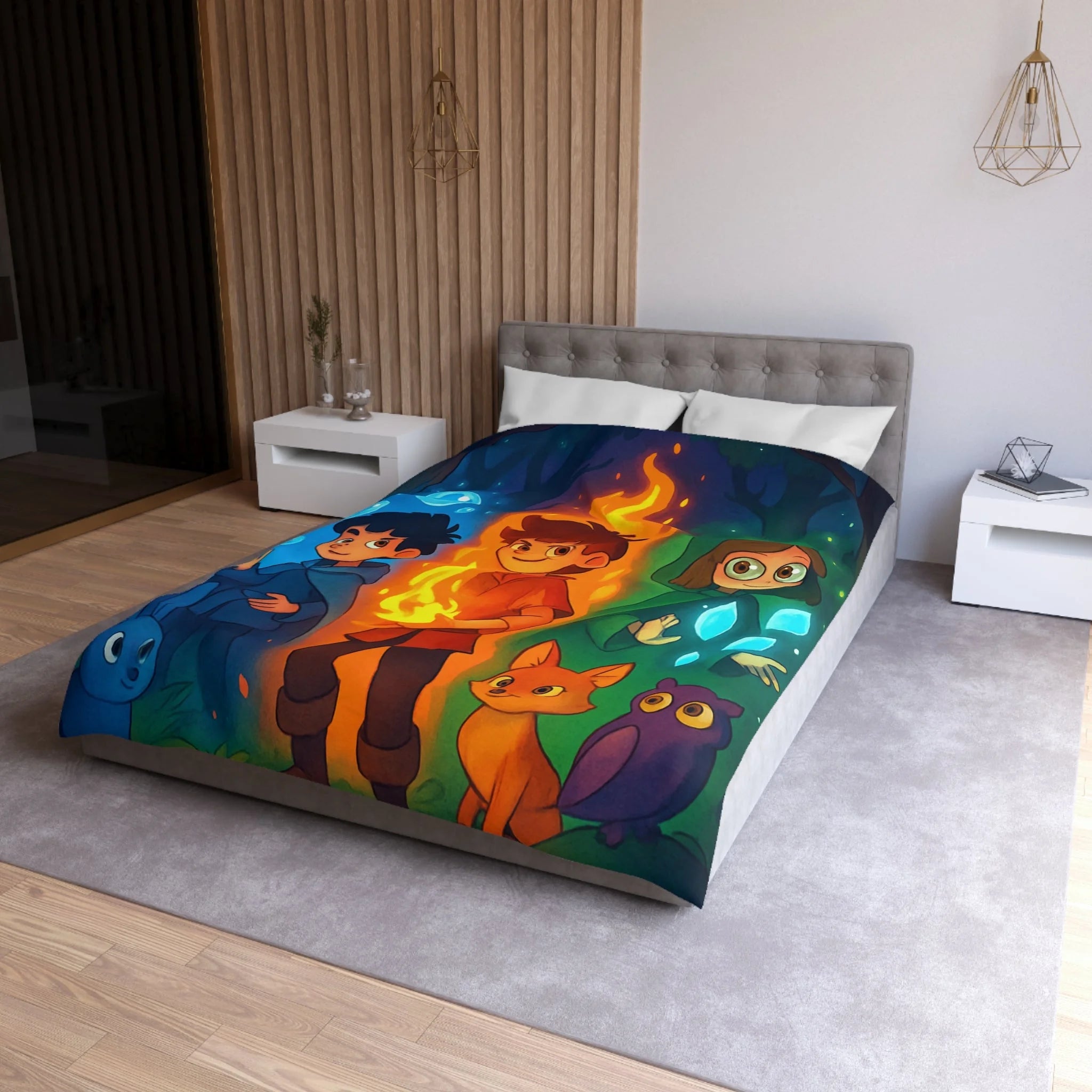 Housse de Couette Microfibre Design Artistique Moderne Décoration Chambre Confort Premium