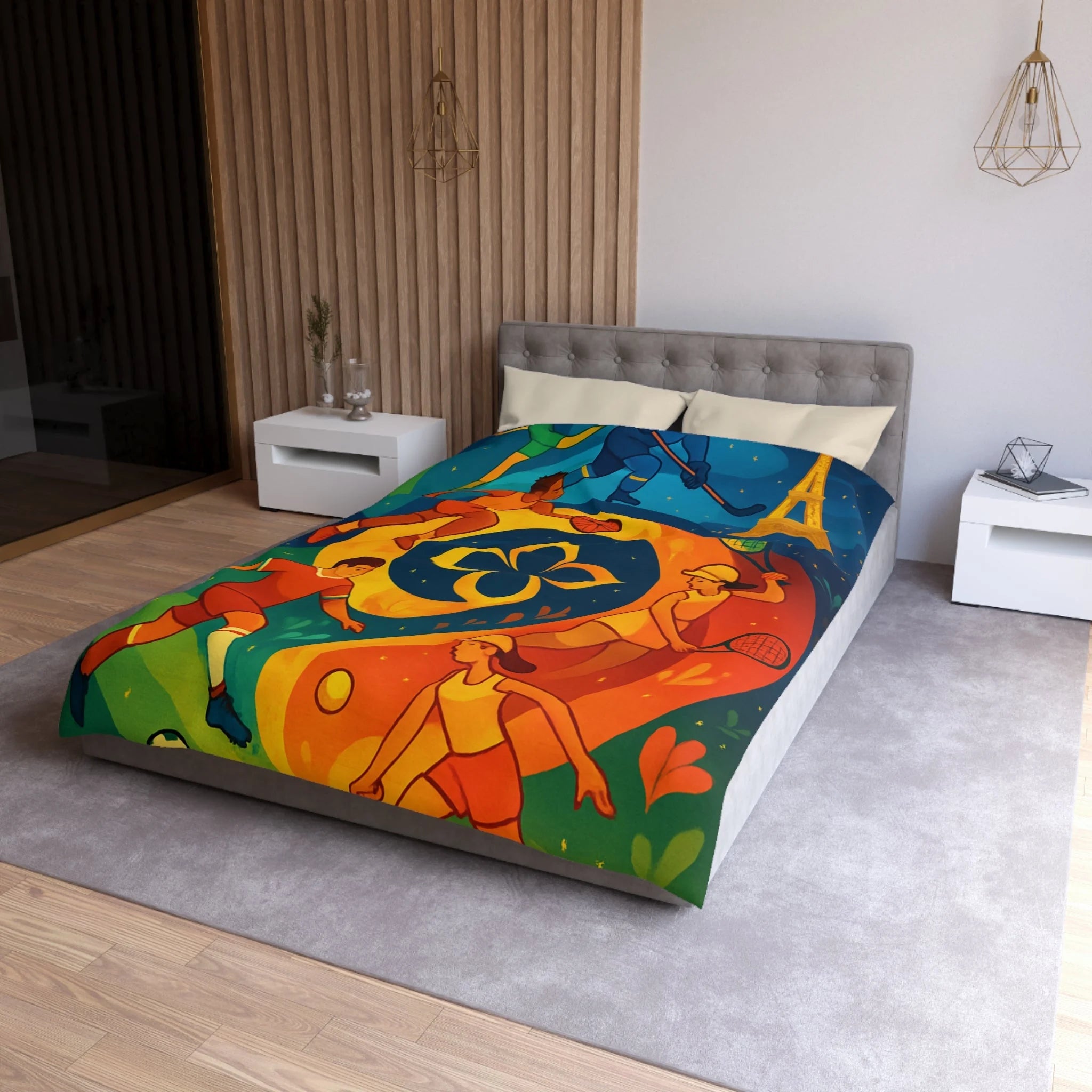 Housse de Couette Microfibre Illustration Unique Design Moderne Décoration Intérieure Raffinée
