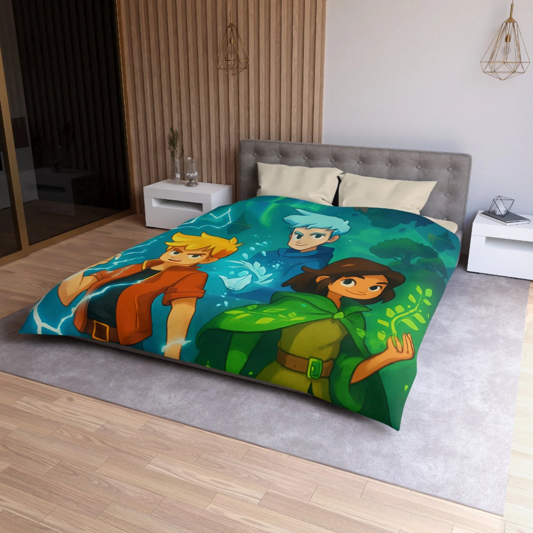 Housse de Couette Microfibre Design Artistique Moderne Décoration Chambre Confort Premium
