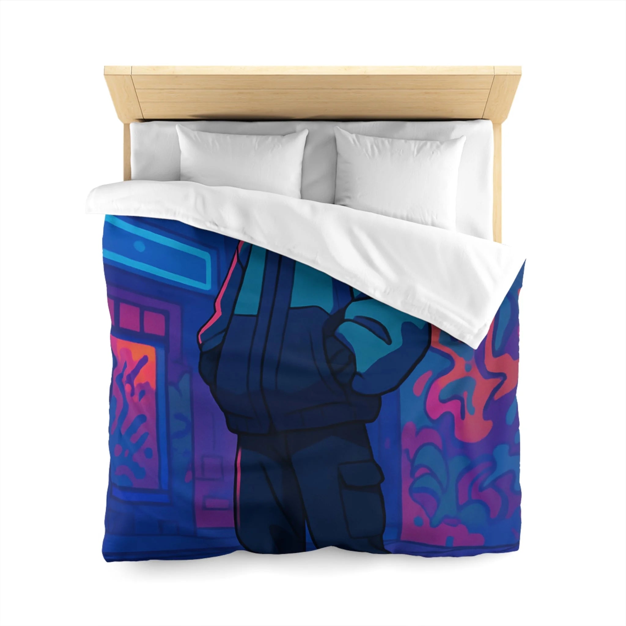 Housse de couette urbaine moderne avec design graffiti et style artistique coloré