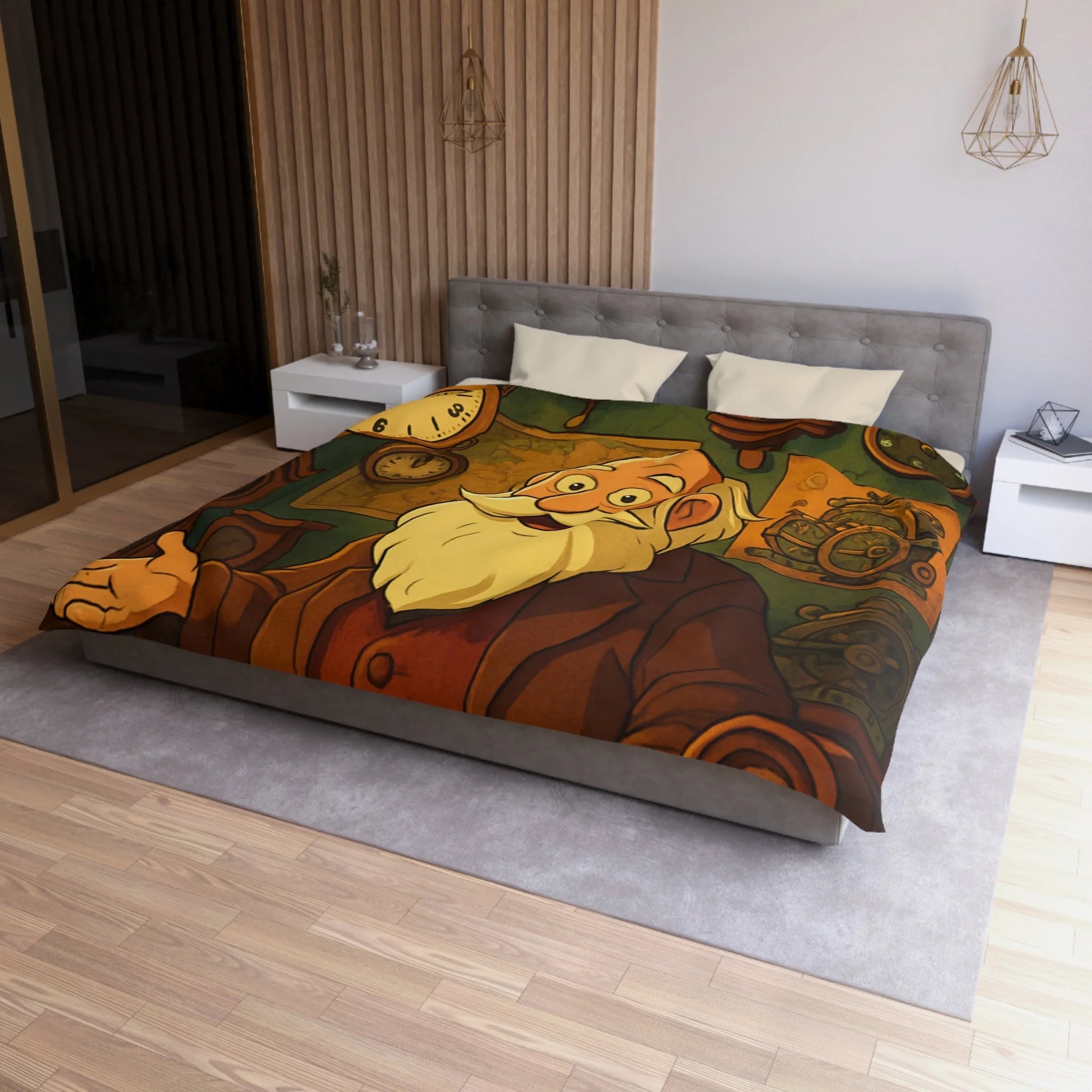 Housse de Couette Microfibre Illustration Unique Design Moderne Décoration Intérieure Raffinée