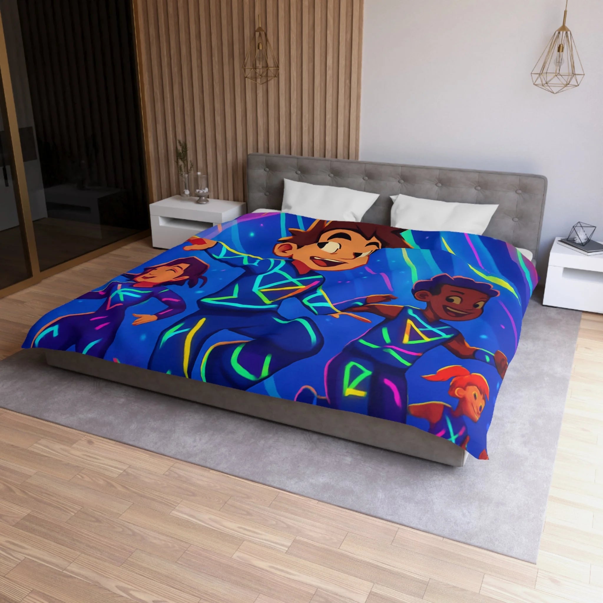 Housse de Couette Microfibre Illustration Unique Design Moderne Décoration Intérieure Raffinée