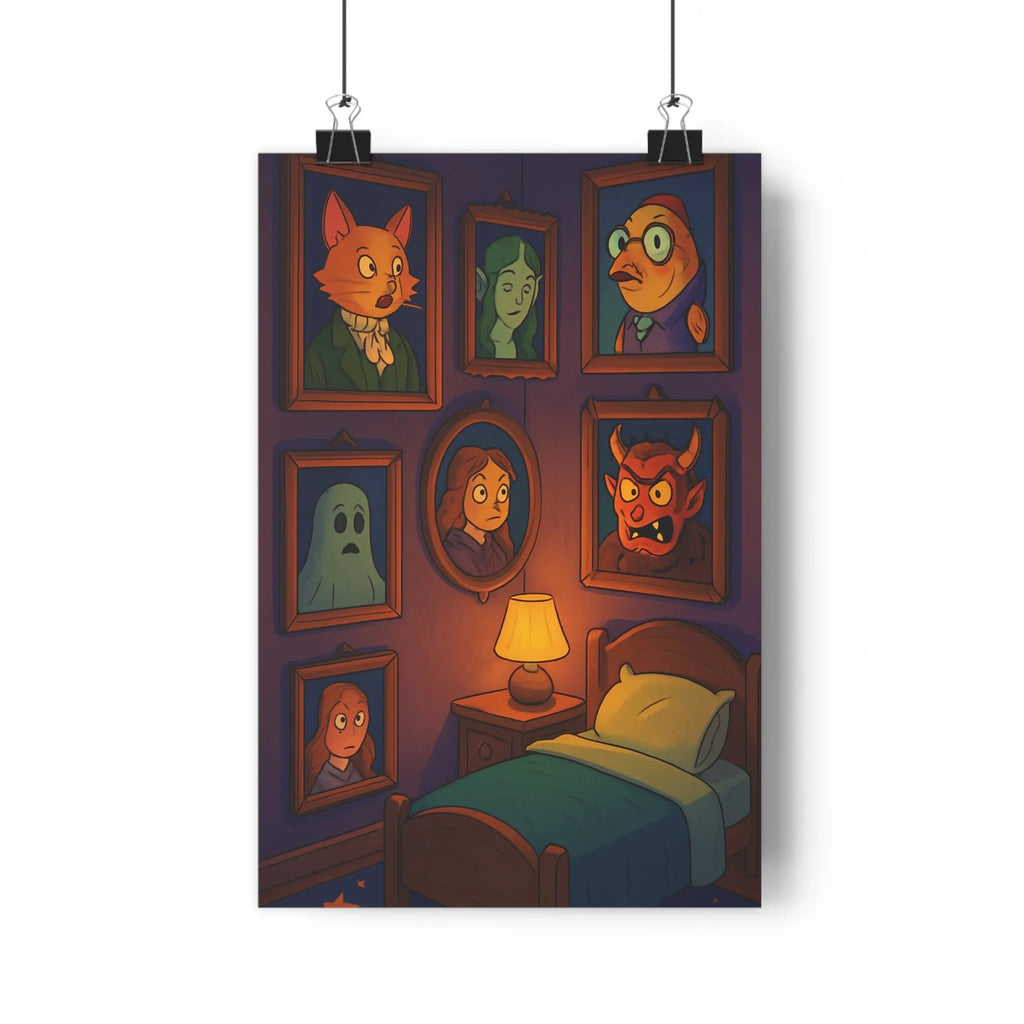 Poster décoratif dessin animé bleu orange mystique fantaisie salon chambre enfant encadré unique qualité