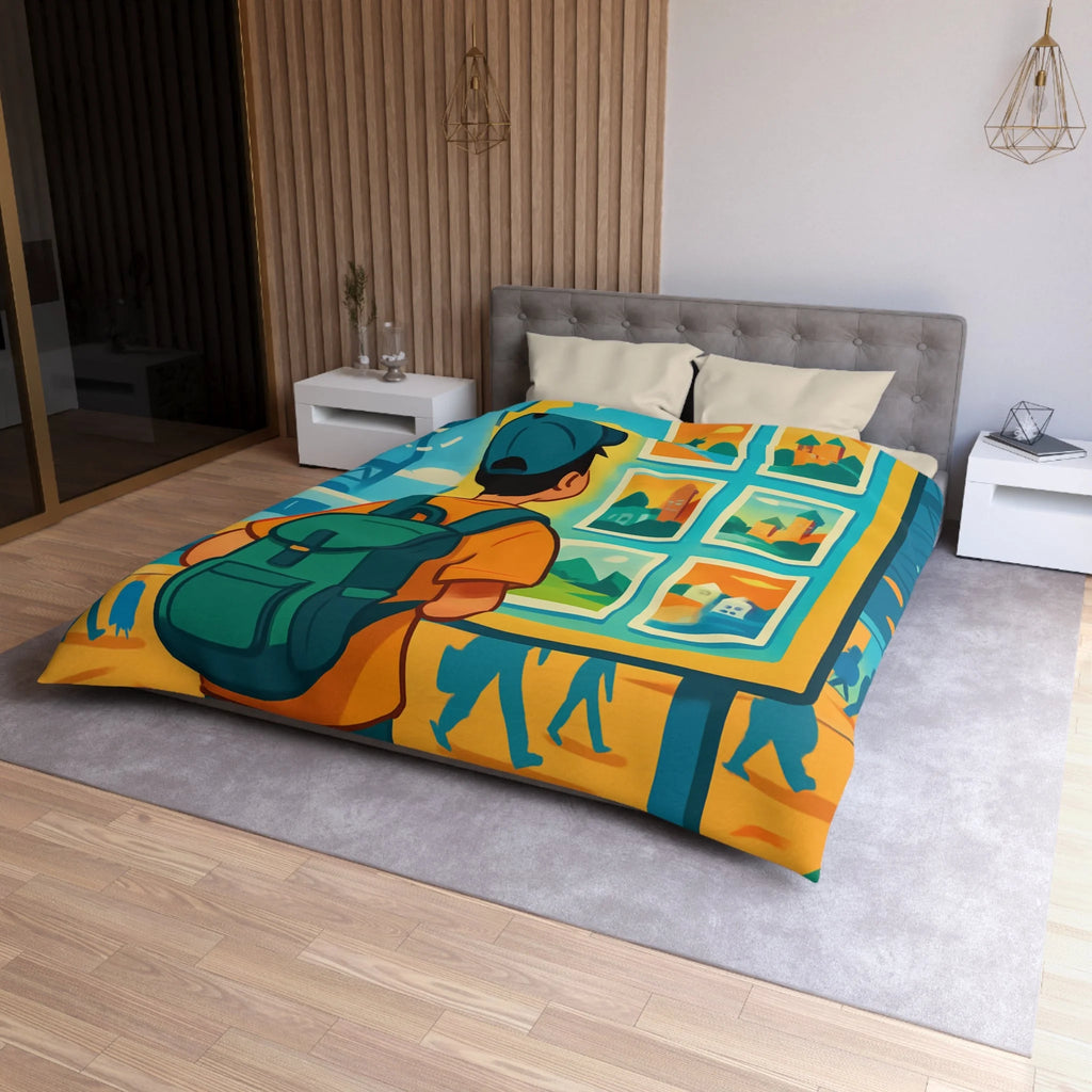 Housse de Couette Microfibre Design Artistique Moderne Décoration Chambre Confort Premium