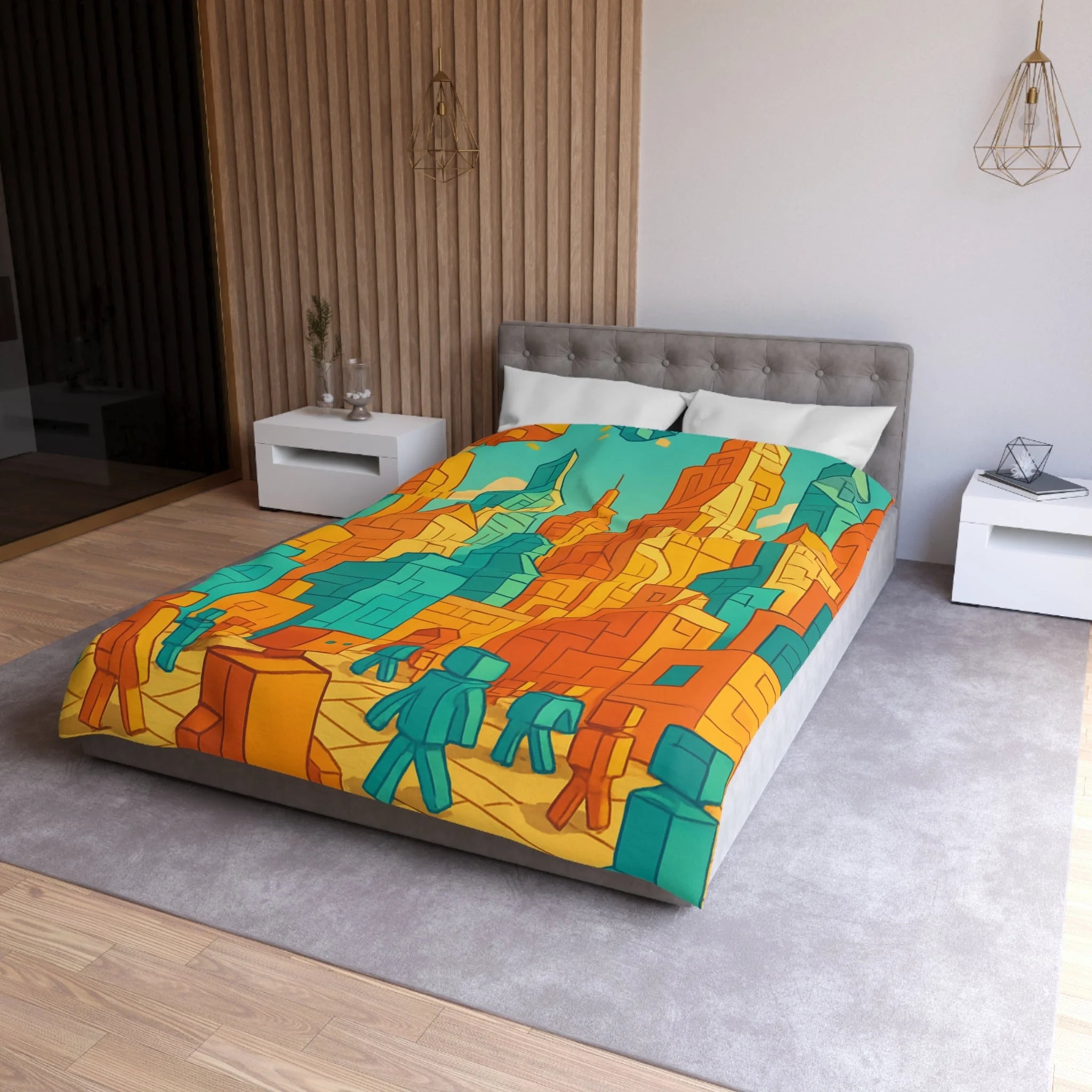 Housse de Couette Microfibre Design Artistique Moderne Décoration Chambre Confort Premium