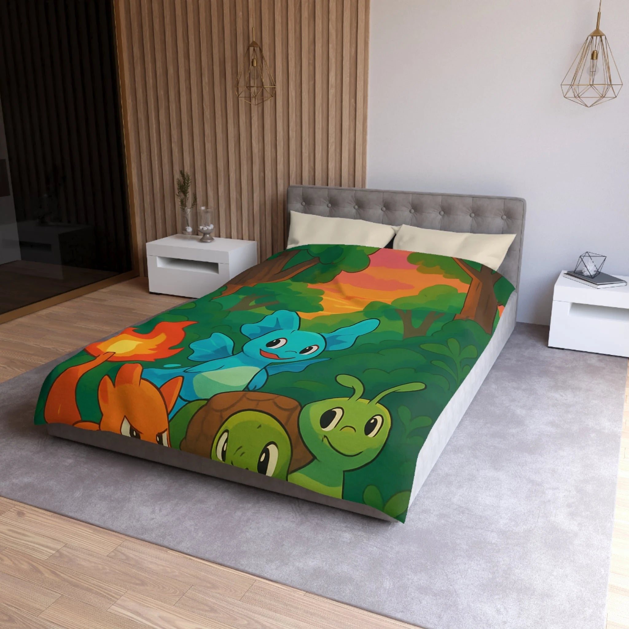 Housse de Couette Microfibre Illustration Unique Design Moderne Décoration Intérieure Raffinée