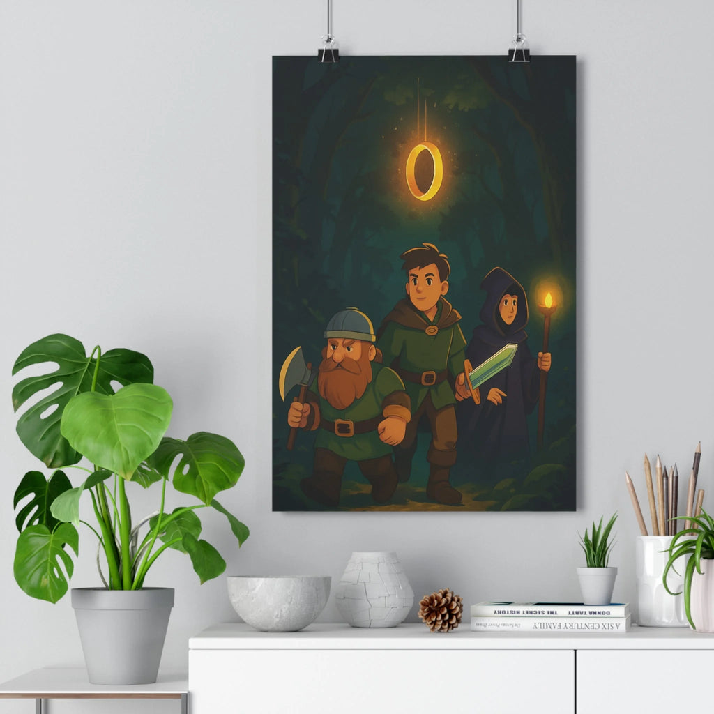 Poster décoratif animé nain mage épique aventure forêt doré sombre mystérieux chambre salon qualité