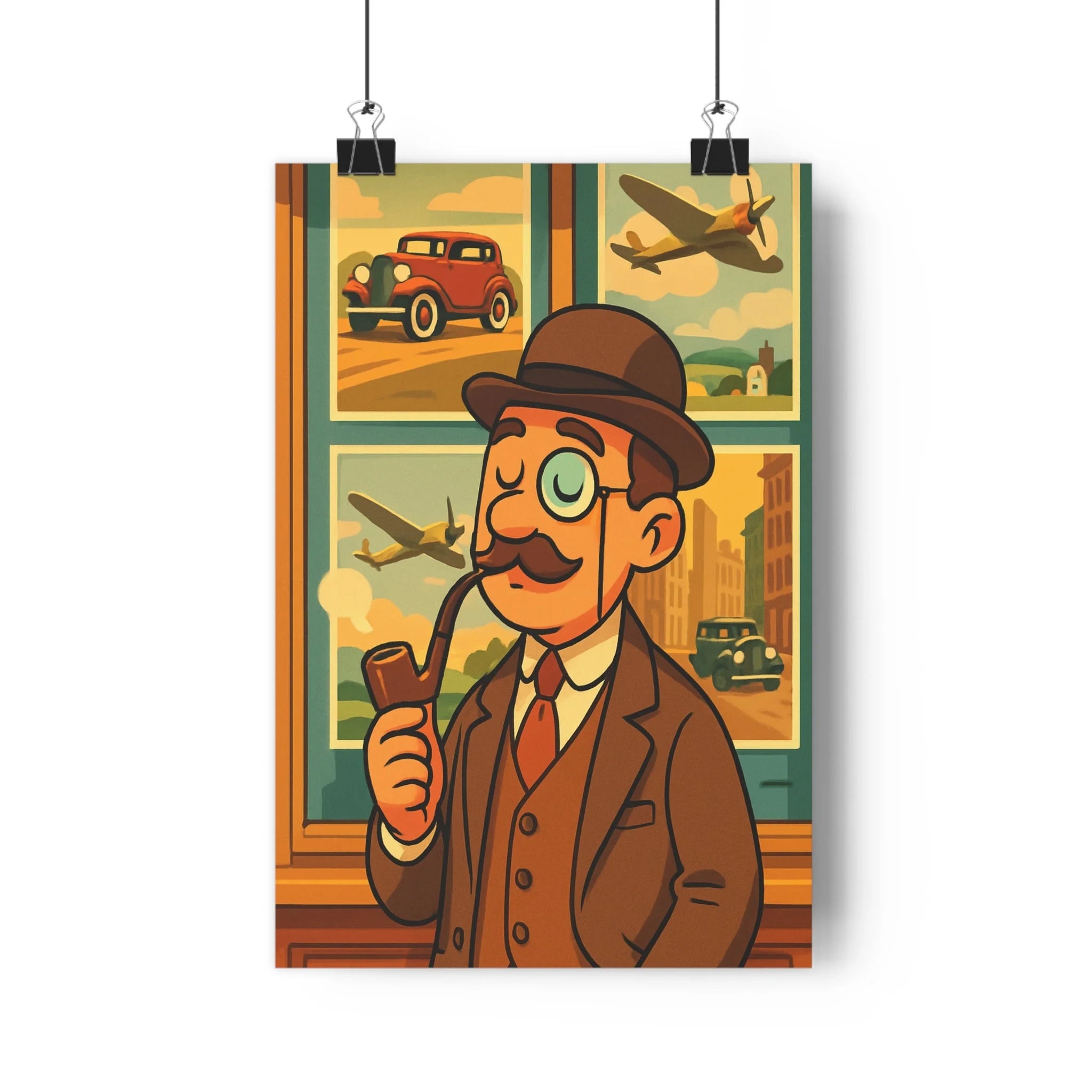 Poster décoratif rétro vintage homme élégant chapeau nostalgique chaud doux salon bureau 30x46 qualité